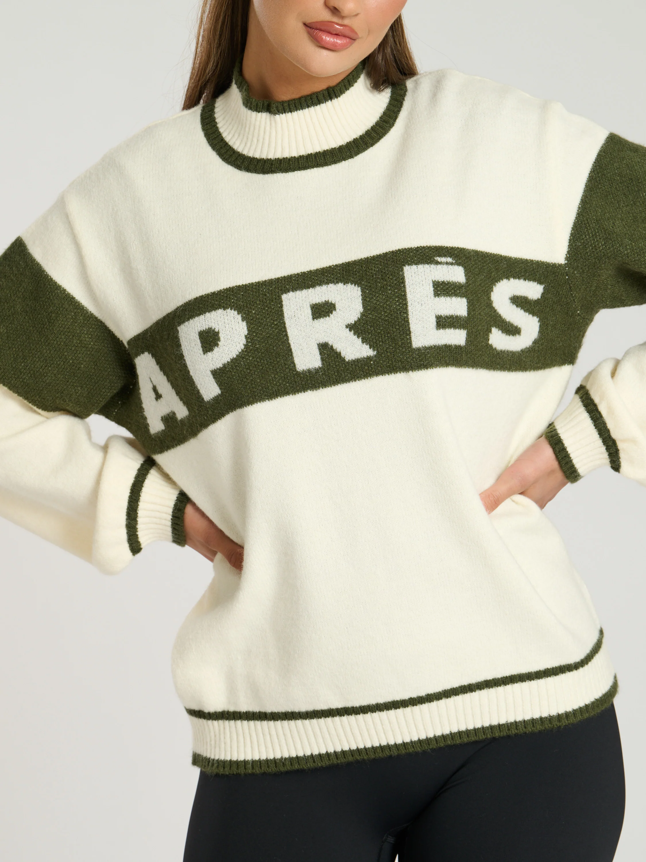Lodge Après Jumper in Khaki - Image 4