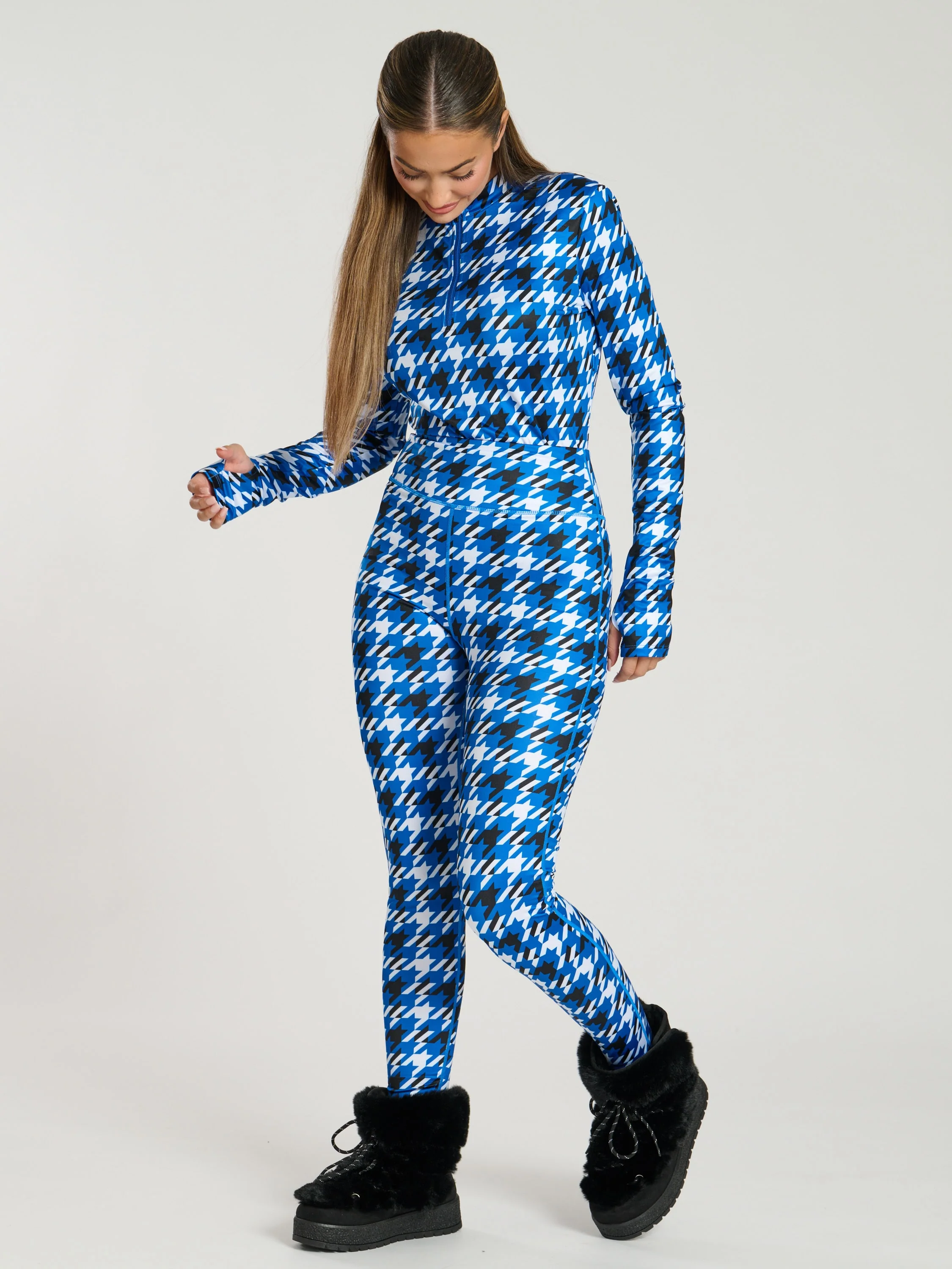 Alpine Legging in Cobalt Houndstooth - Image 2