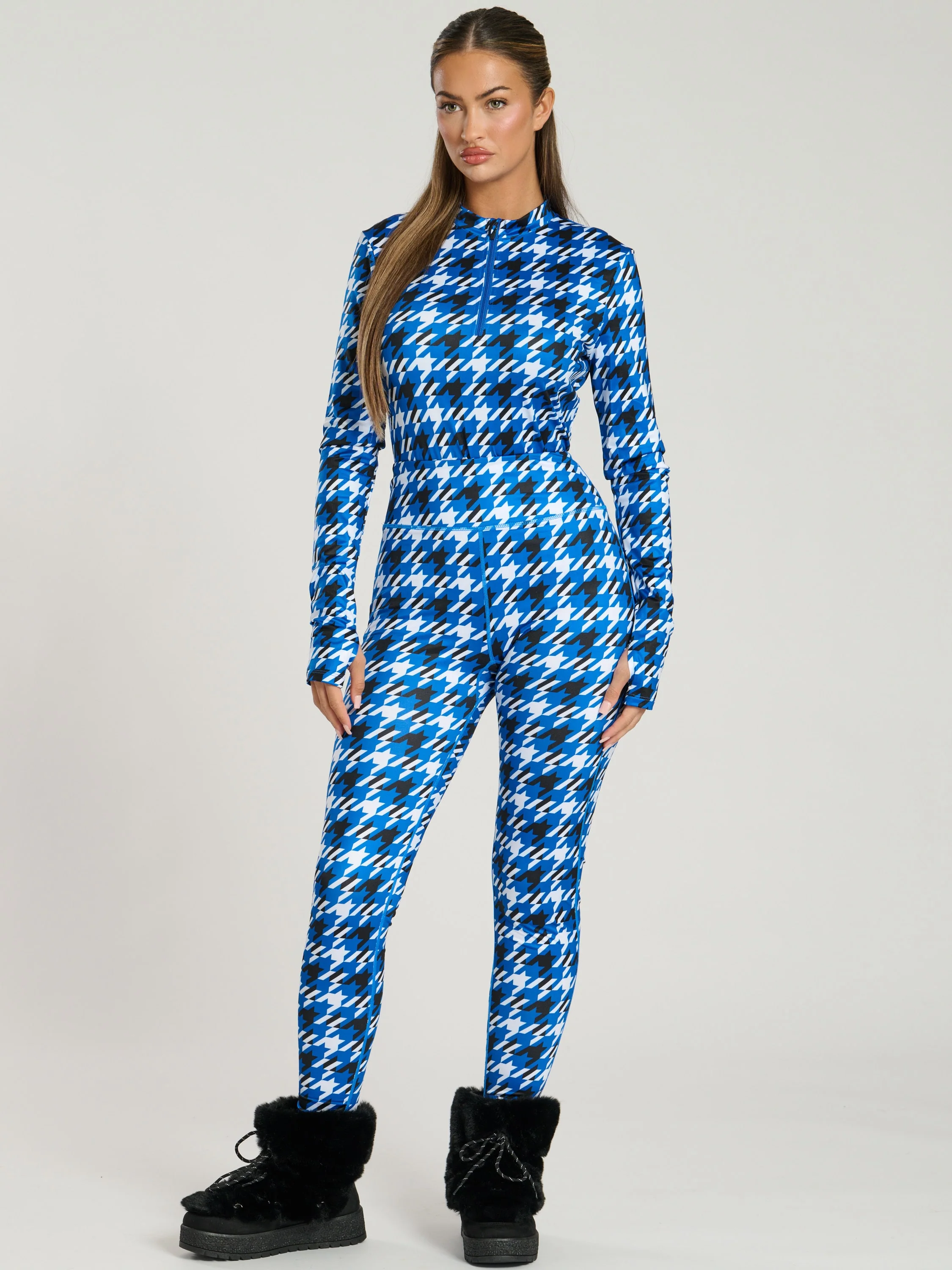 Alpine Legging in Cobalt Houndstooth - Image 3