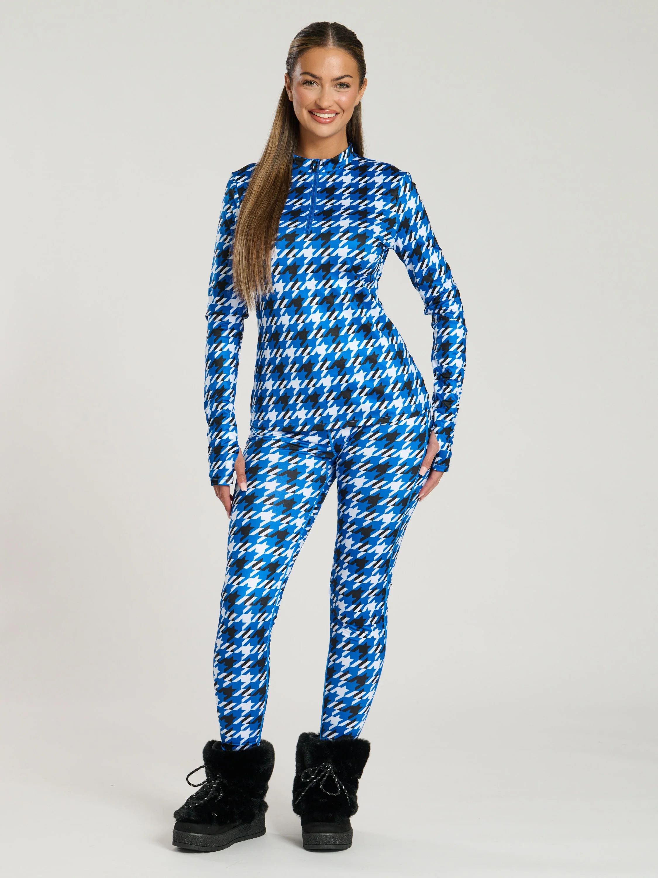 Alpine Legging in Cobalt Houndstooth - Image 4