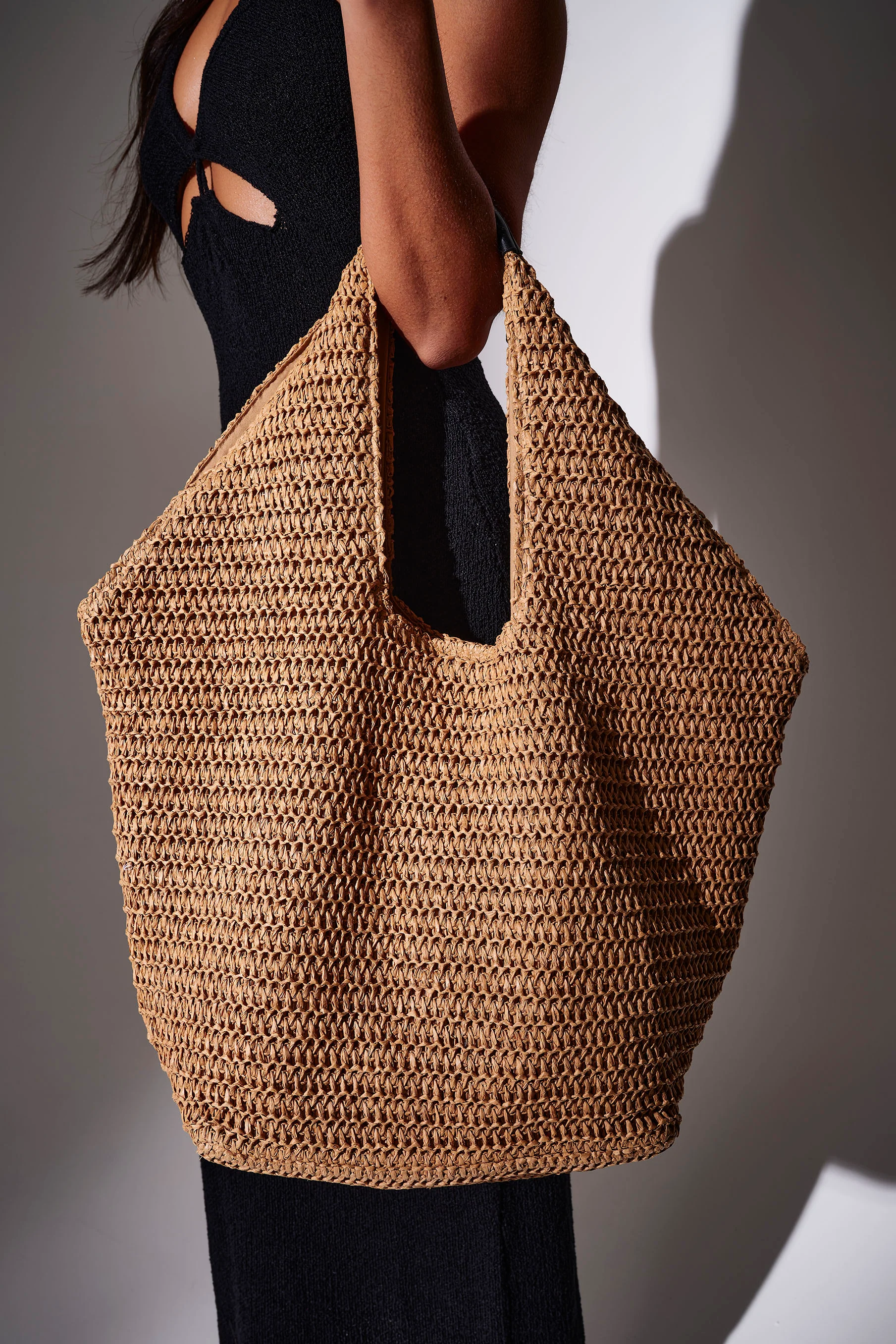 Coastal Oversized Straw Bag in Beige - Image 2