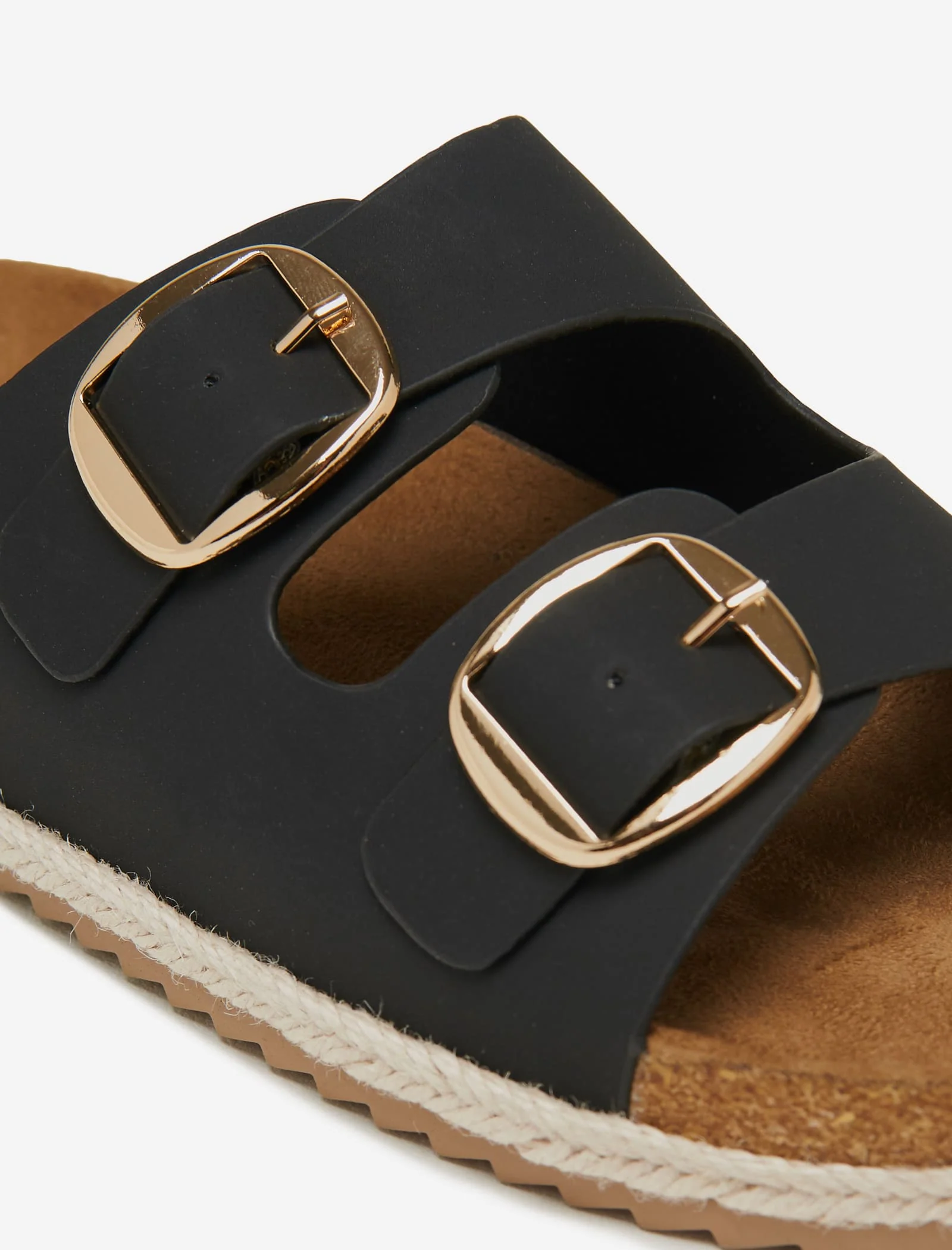 Black Double Buckle Espadrille Sandals - Image 4