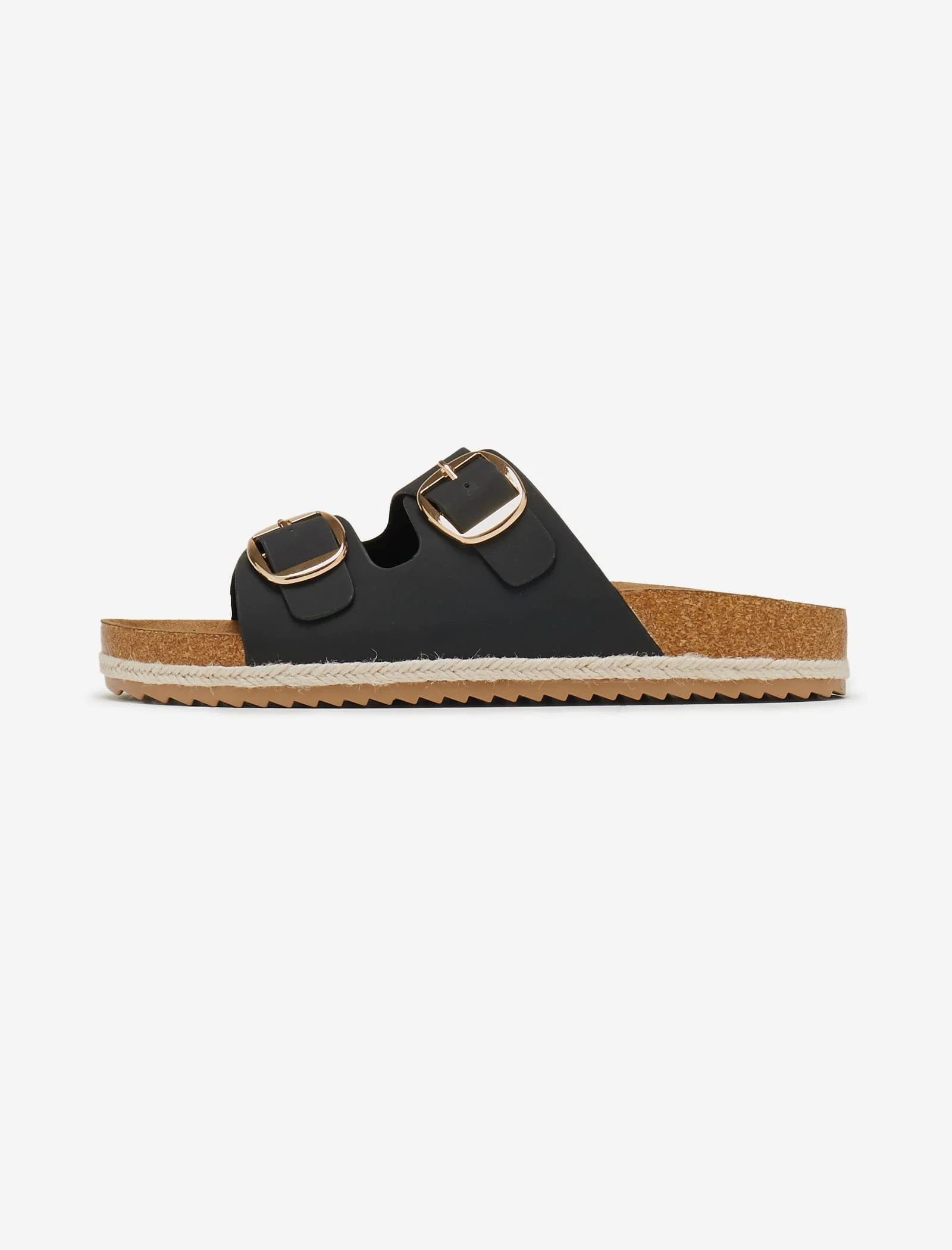 Black Double Buckle Espadrille Sandals - Image 5