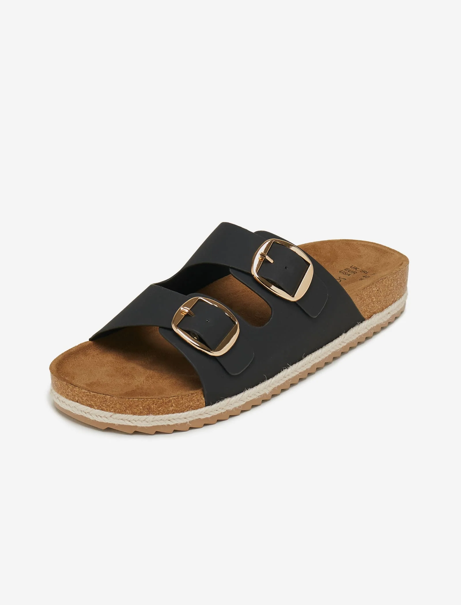 Black Double Buckle Espadrille Sandals - Image 6