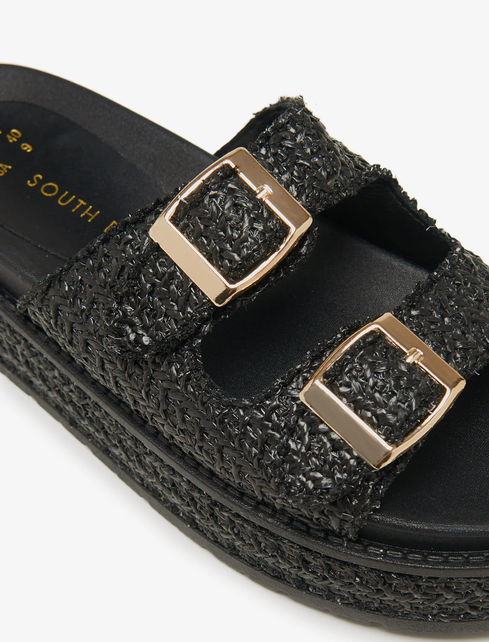 Black Double Buckle Platform Wedge - Image 4