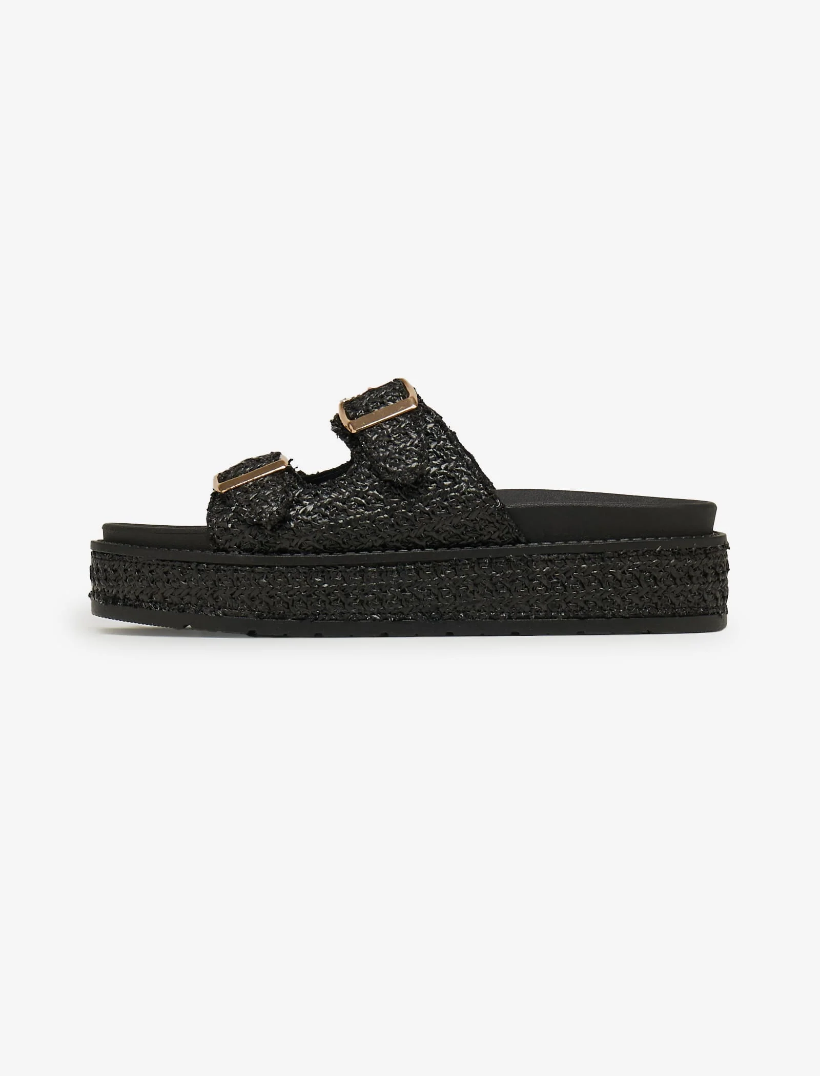 Black Double Buckle Platform Wedge - Image 5