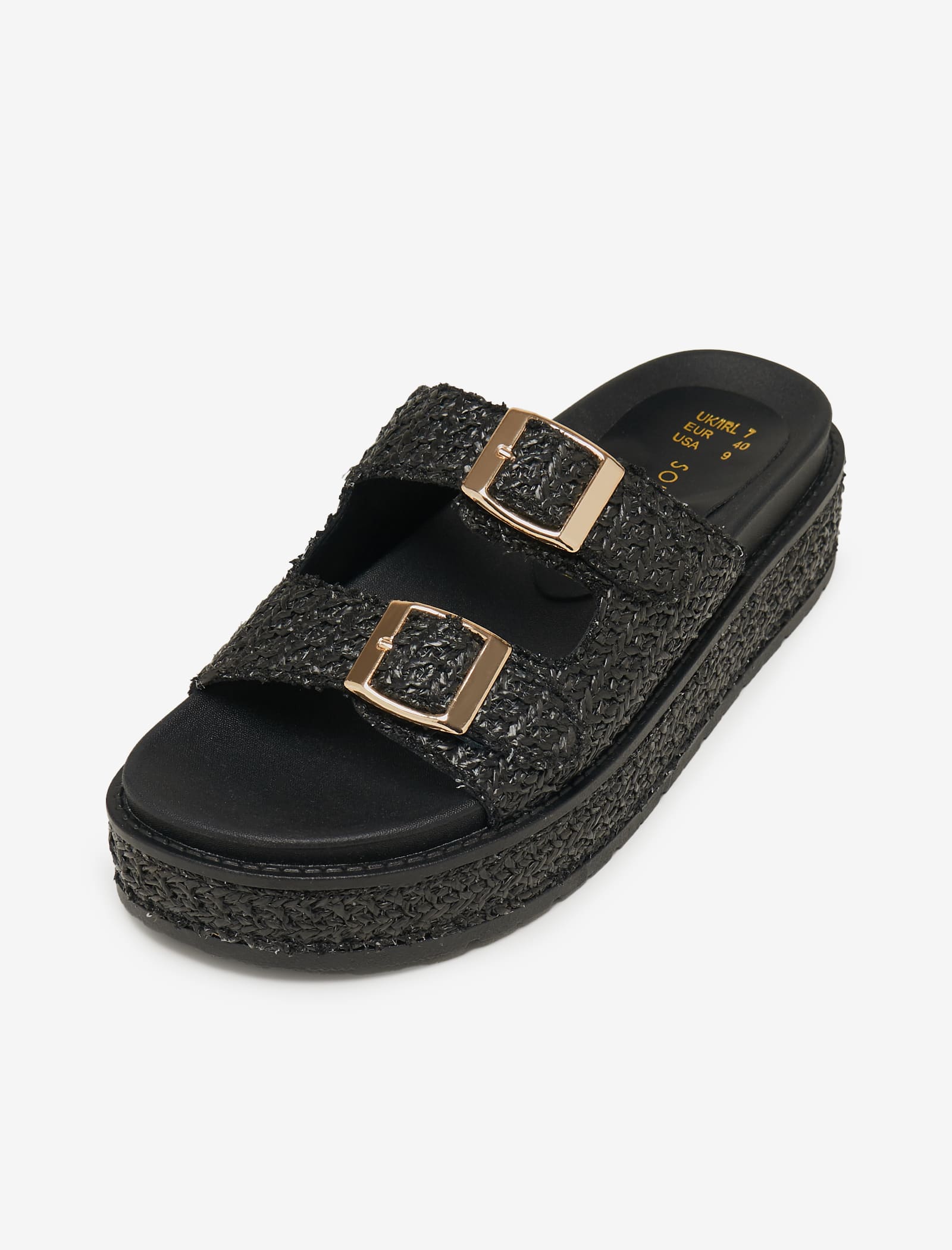 Black Double Buckle Platform Wedge - Image 6