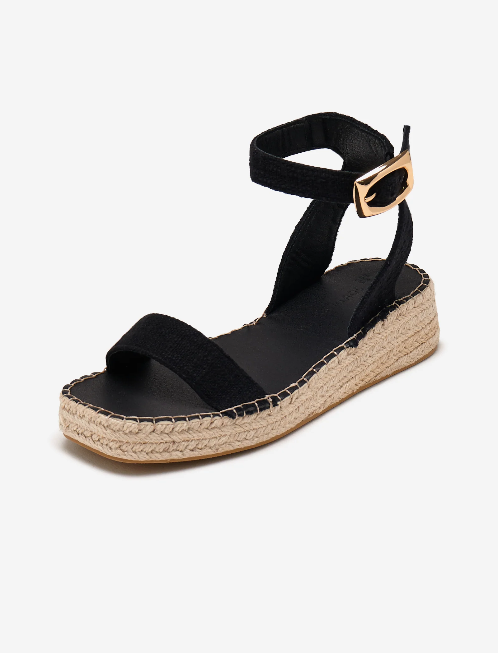 Black Linen Two Part Espadrilles - Image 3