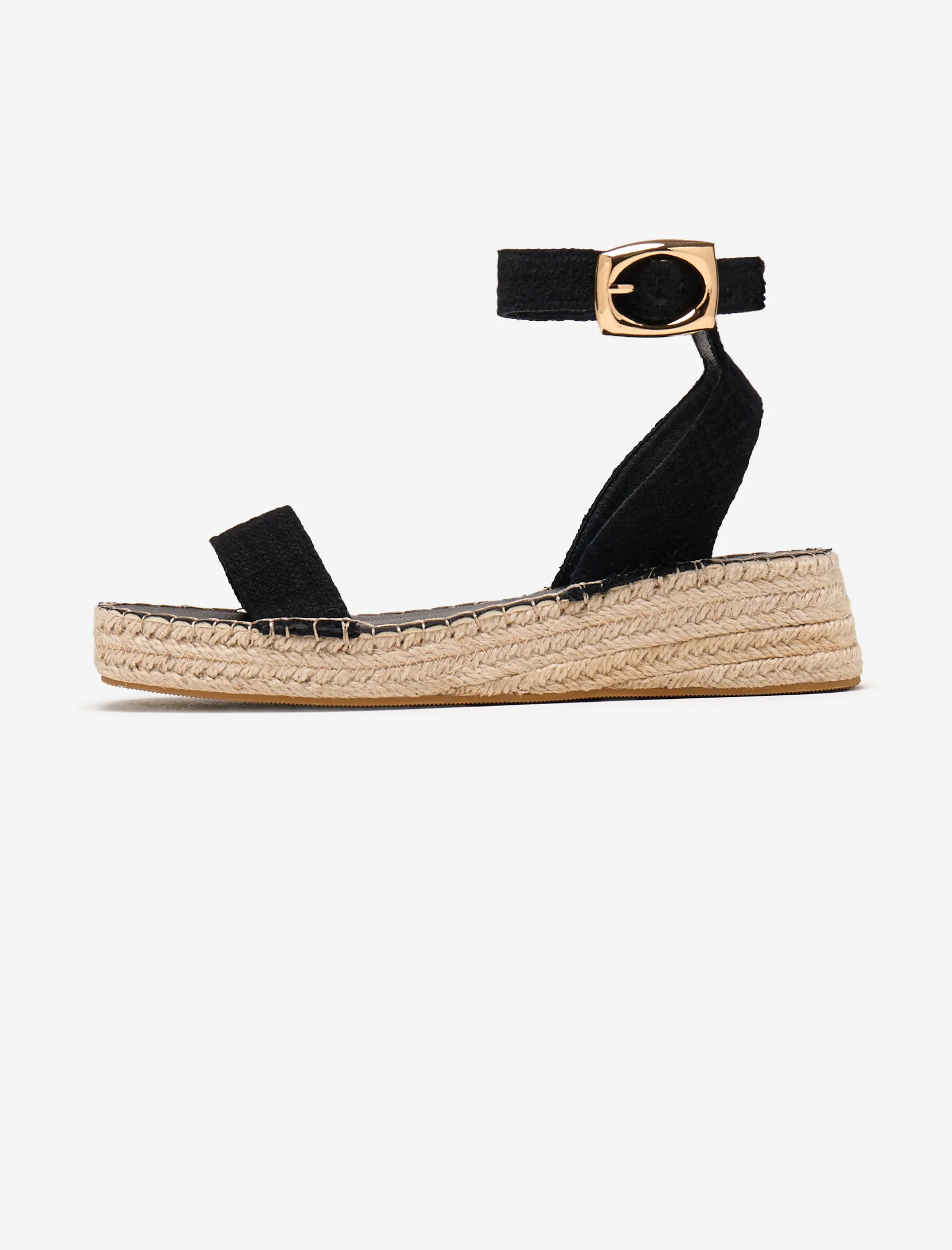 Black Linen Two Part Espadrilles - Image 4