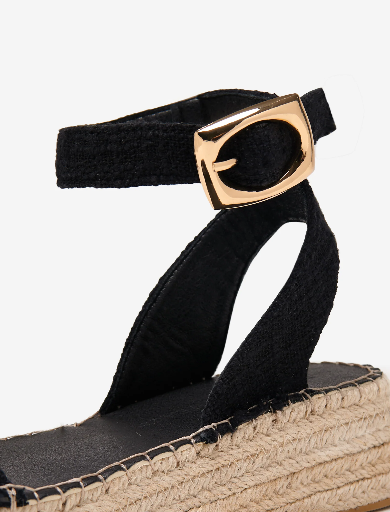 Black Linen Two Part Espadrilles - Image 6