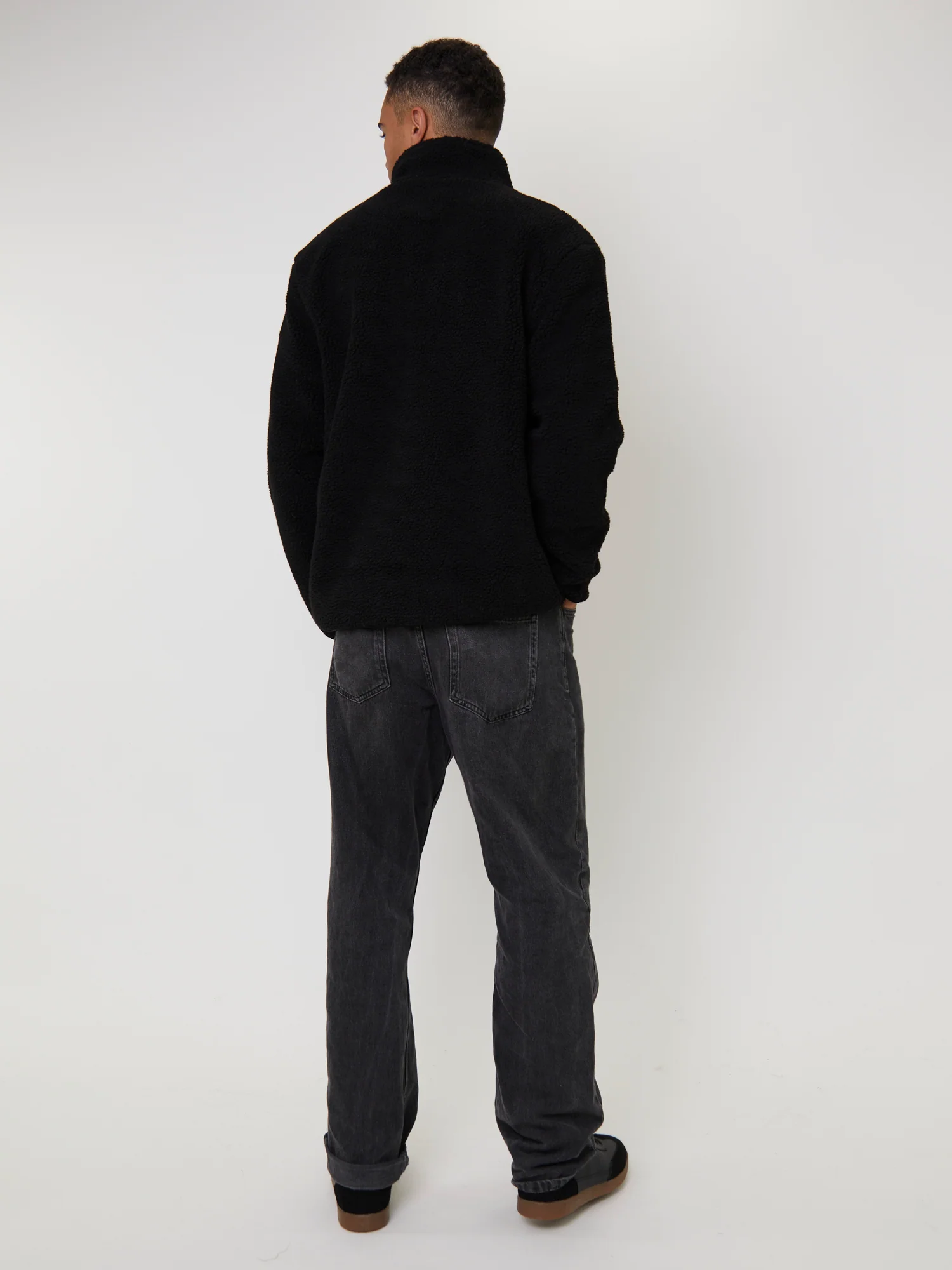 Men's Black Borg Zip Jacket With Pocket - Image 6