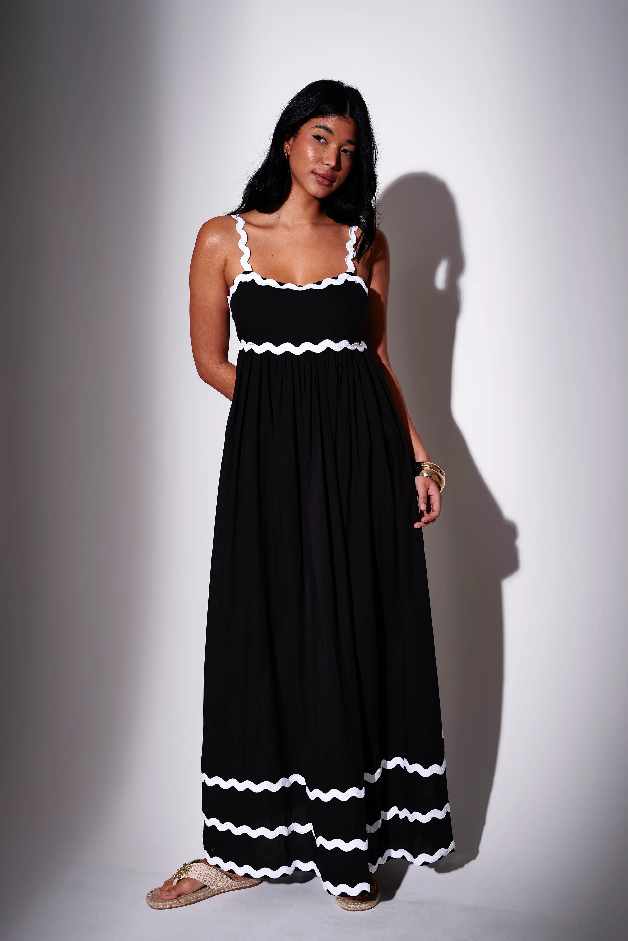 Ric Rac Maxi Dress in Black - Image 4