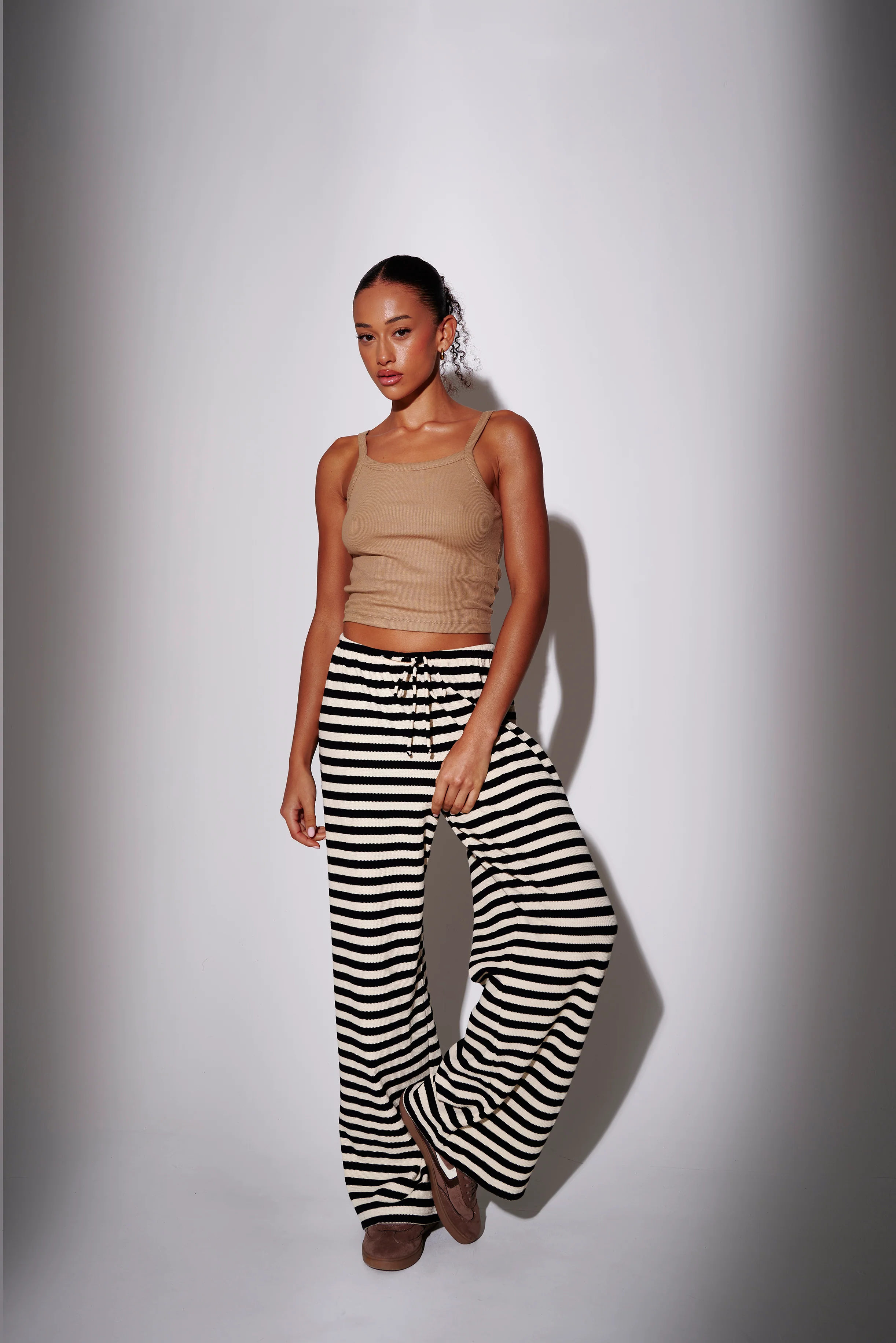 Laze Waffle Trousers in Black - Image 3