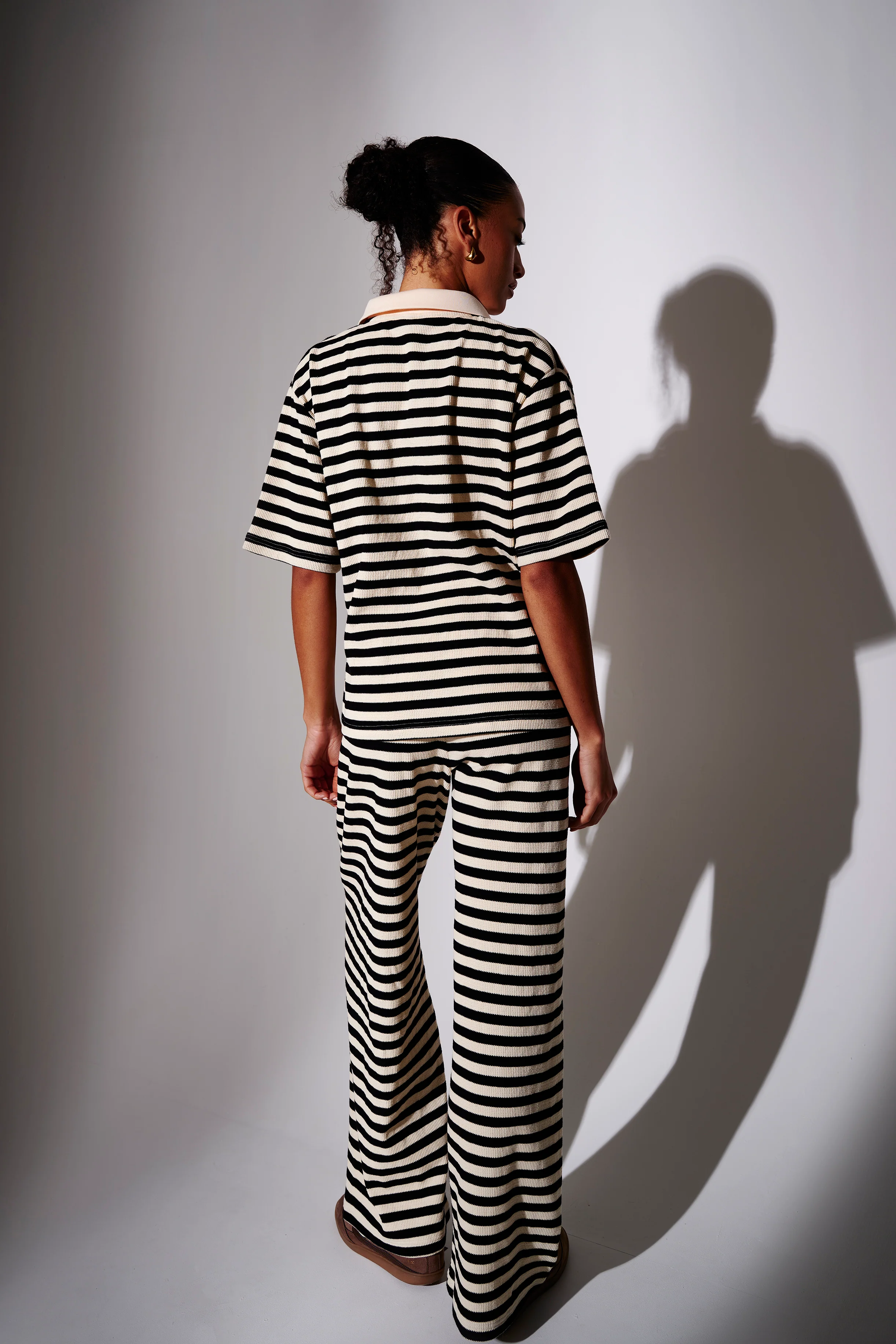 Laze Waffle Trousers in Black - Image 5