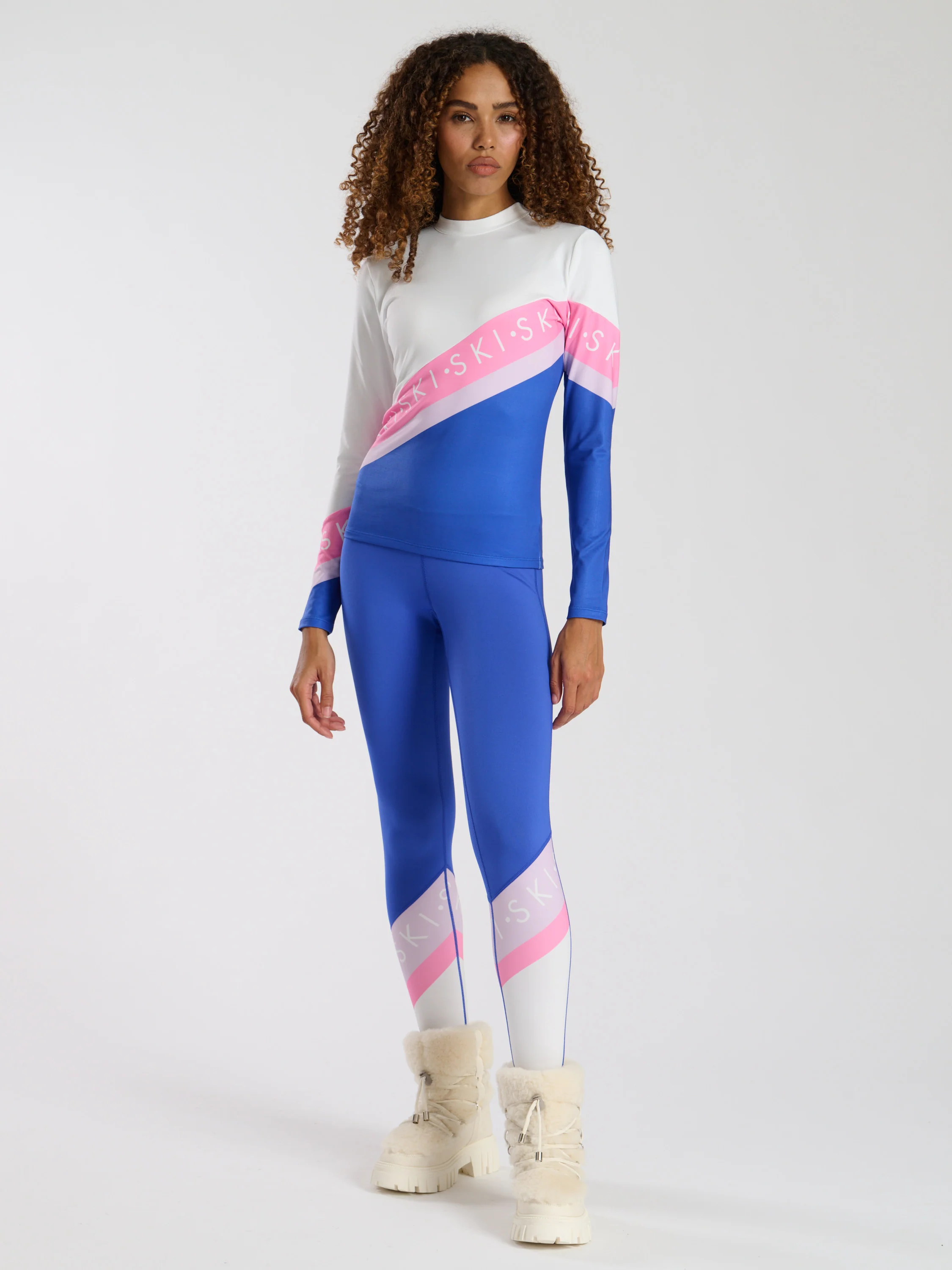 Alpine Ski Slogan Legging in Blue - Image 2