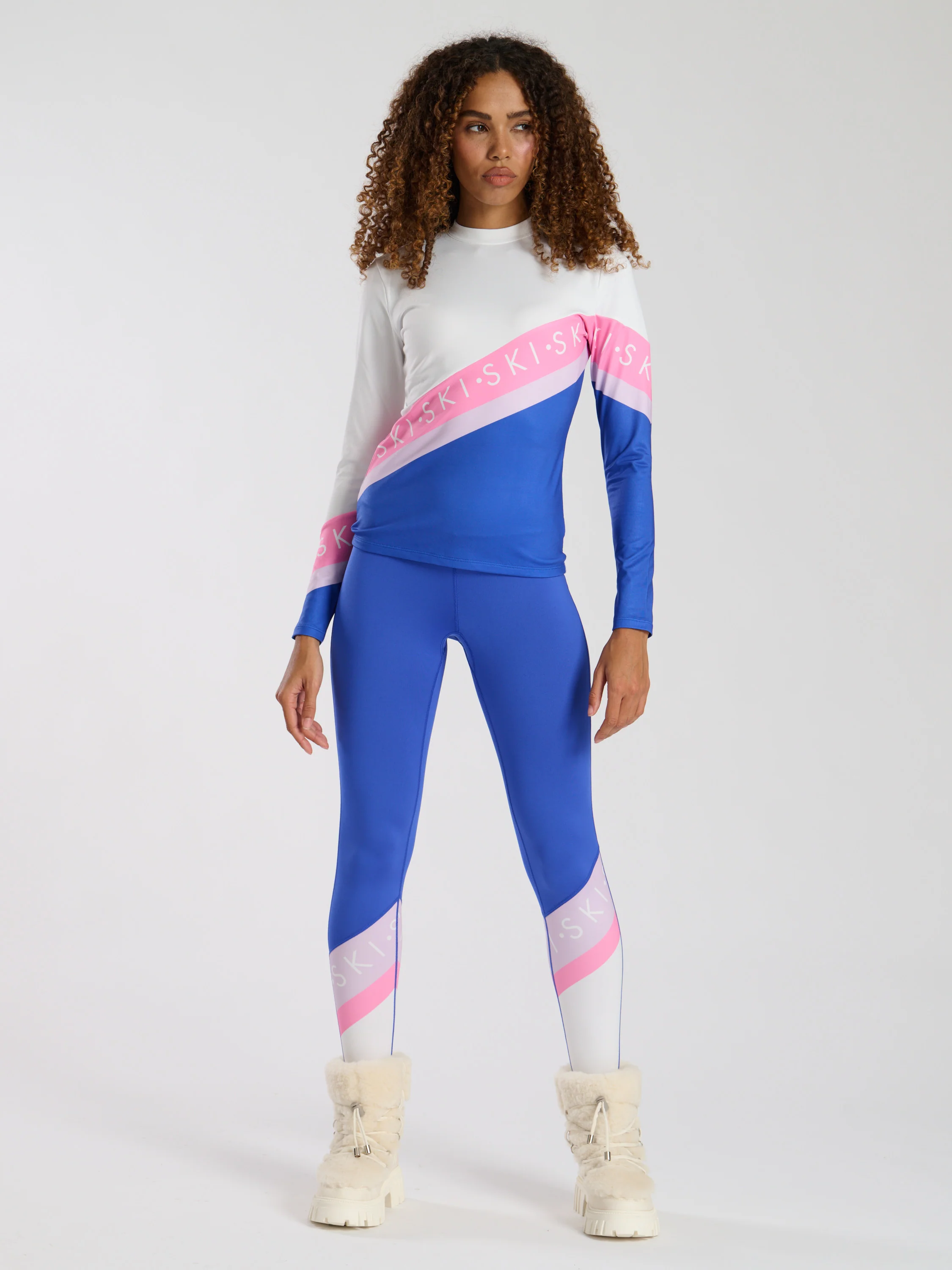 Avalanche Ski Slogan Base Layer Top in Blue - Image 3