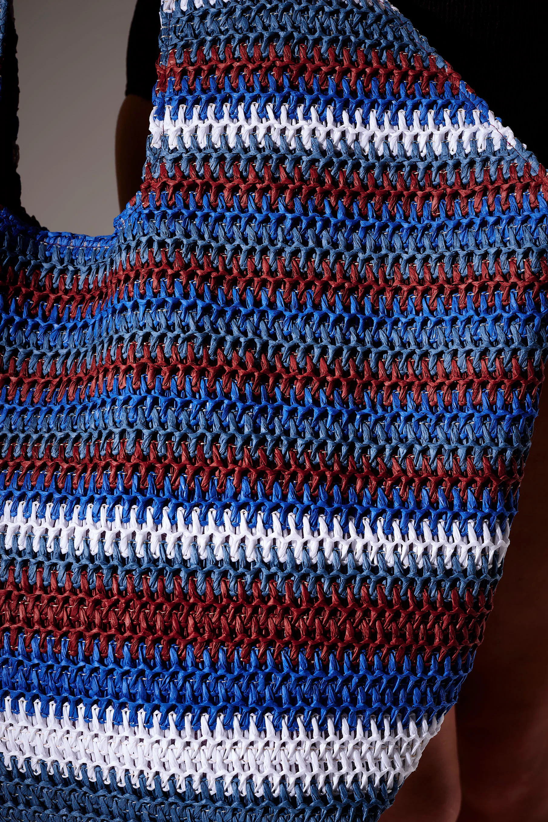 Coastal Oversized Straw Bag in Blue Stripe - Image 3