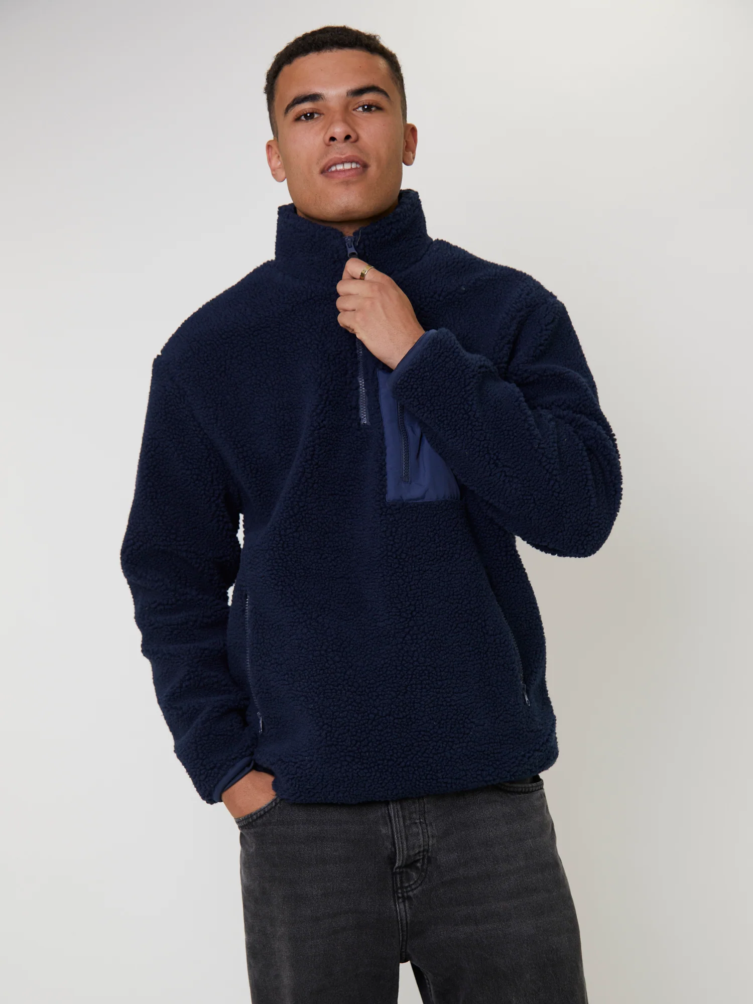 Men's Borg 1/4 Zip Jacket - Image 2
