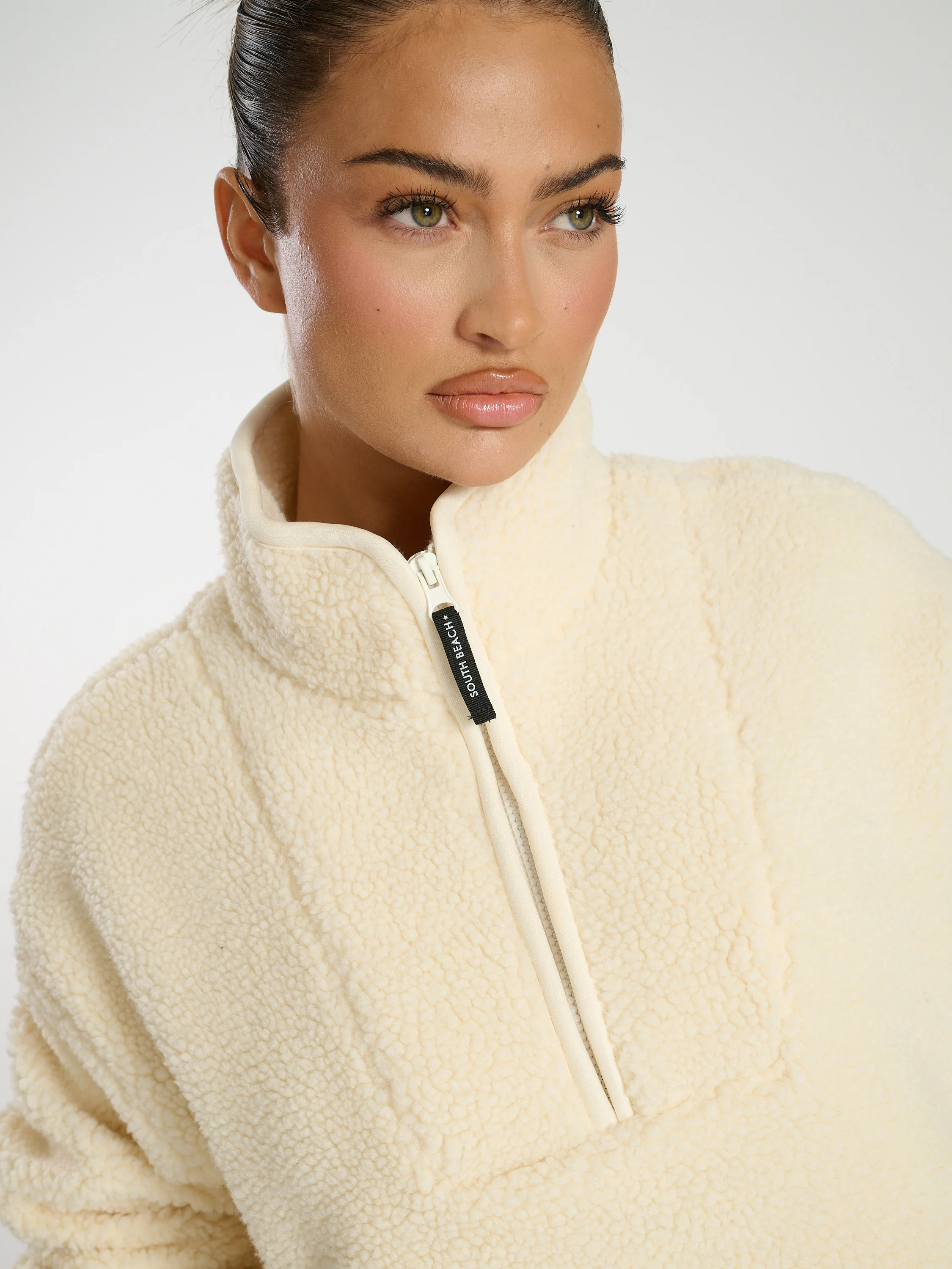 Teddy 1/4 Zip in Cream - Image 5