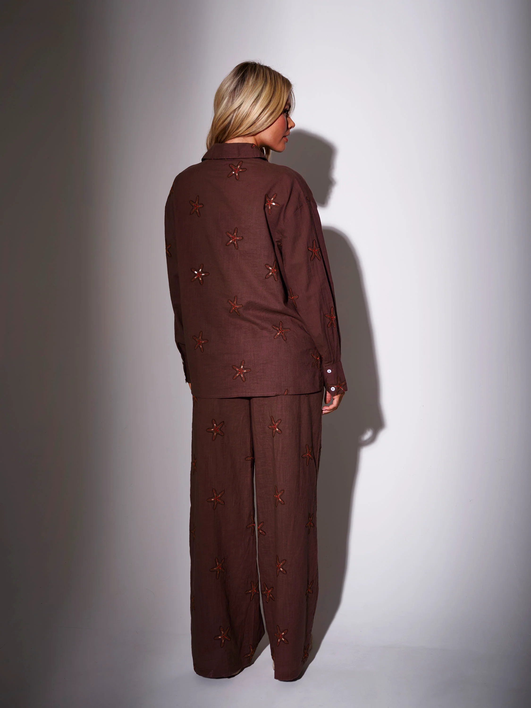 Breeze Embroidered Starfish Shirt in Brown - Image 4