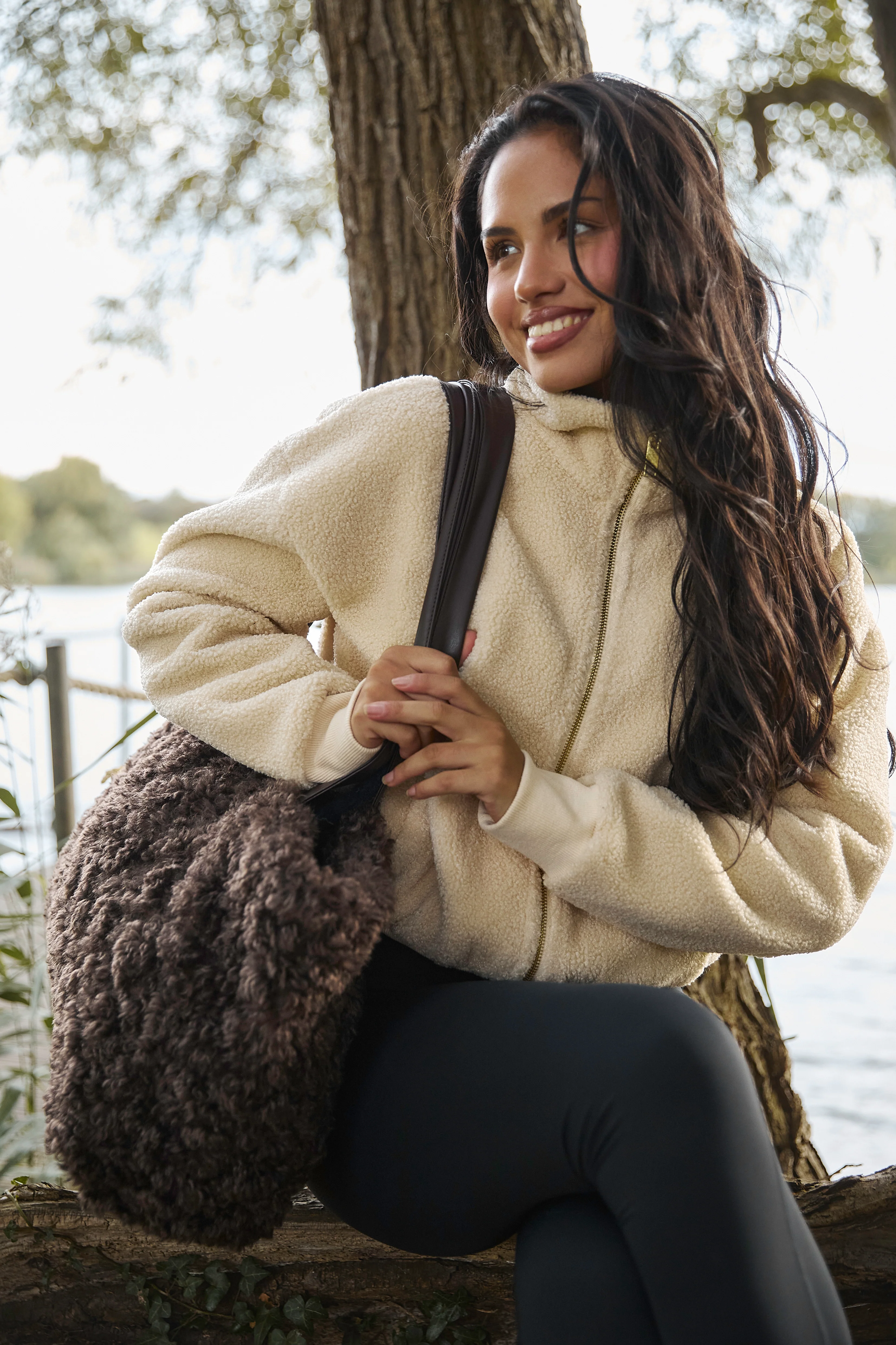 Jetty Faux Fur Tote in Brown - Image 4