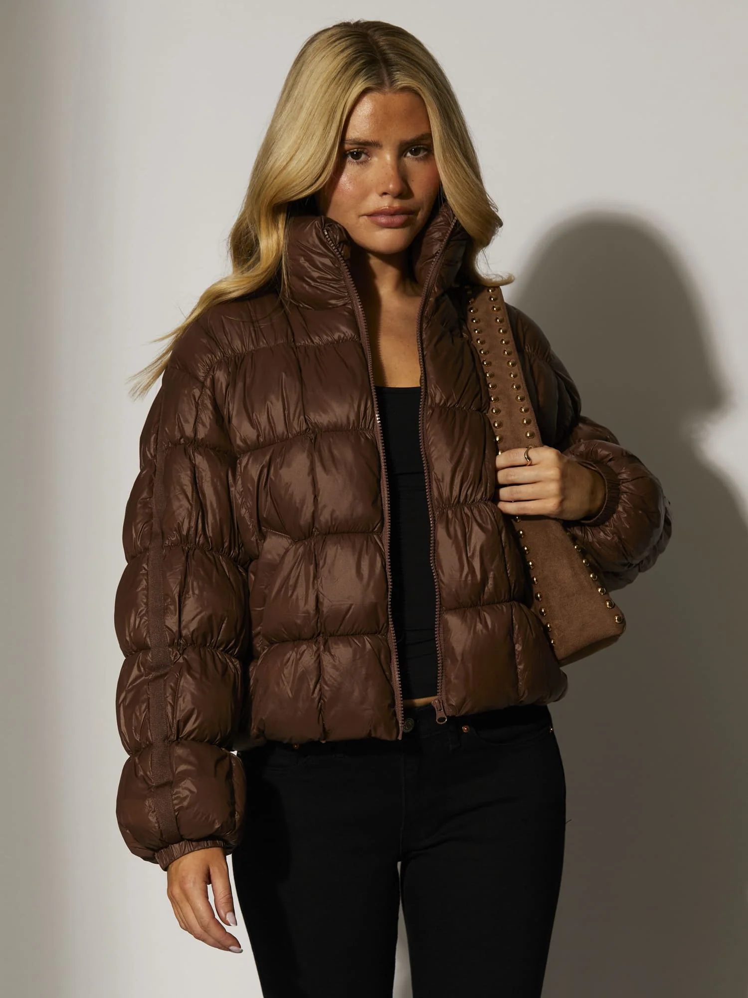 Cocoon Quilted Jacket in Brown - Image 5