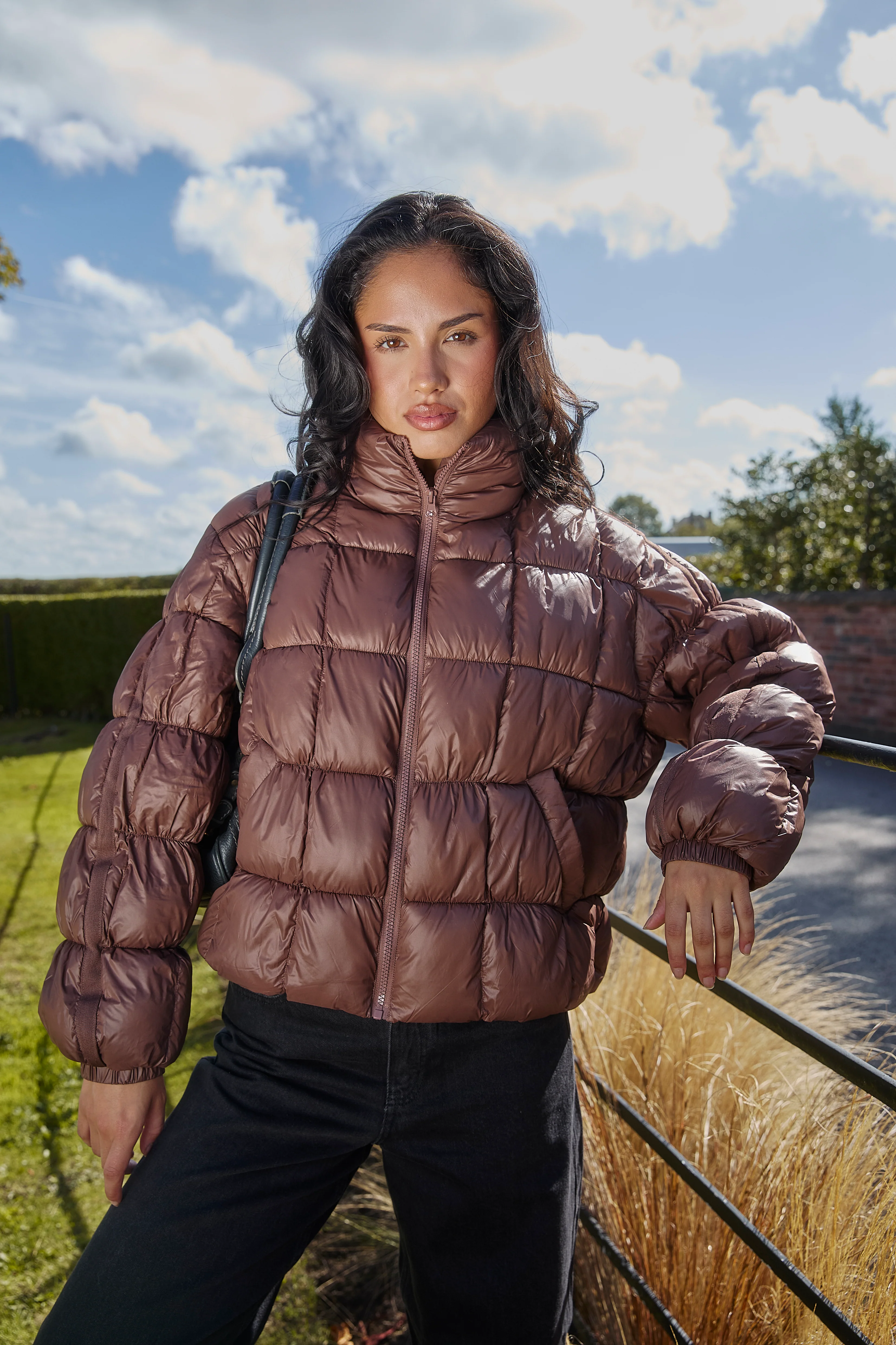 Cocoon Quilted Jacket in Brown - Image 6
