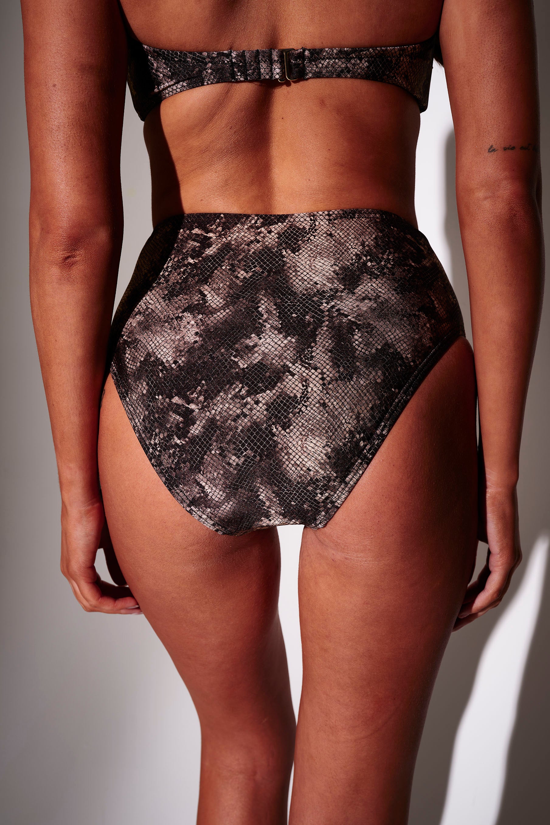Flamenco High Waist Bikini Bottoms in Snakeskin - Image 3