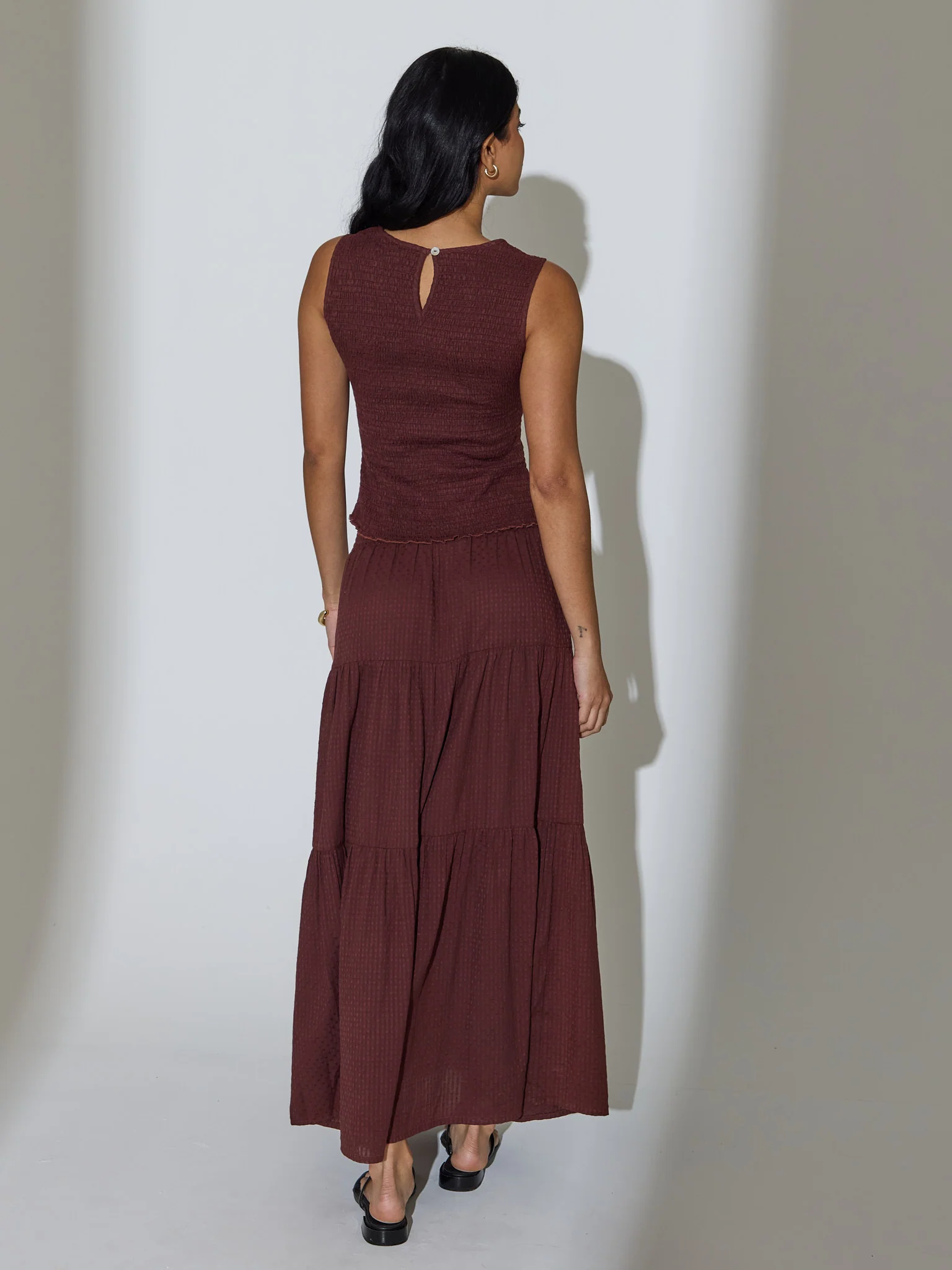 Cleo Smocked Sleeveless Top in Brown - Image 5