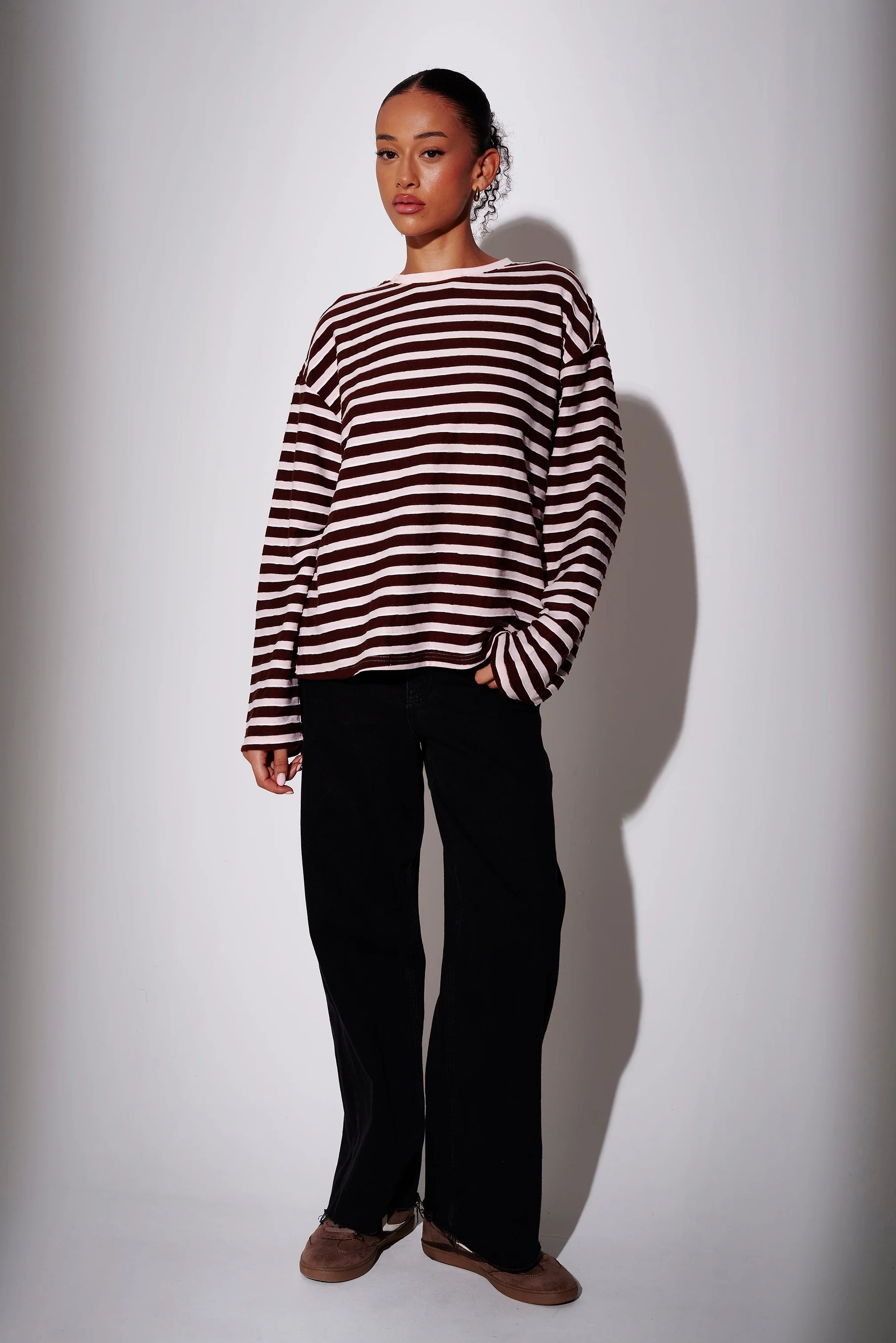 Align Textured Long Sleeve Tee in Brown - Image 2