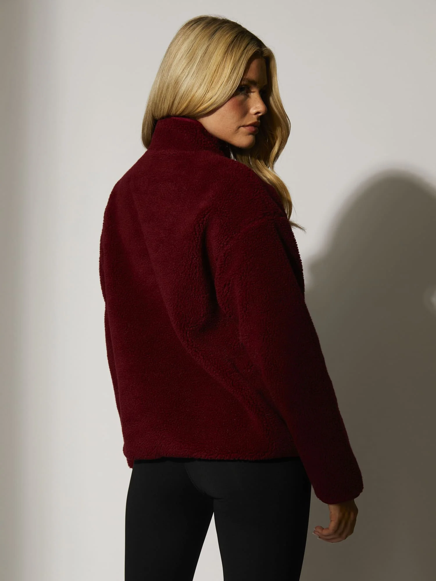 Teddy 1/4 Zip in Burgundy - Image 6