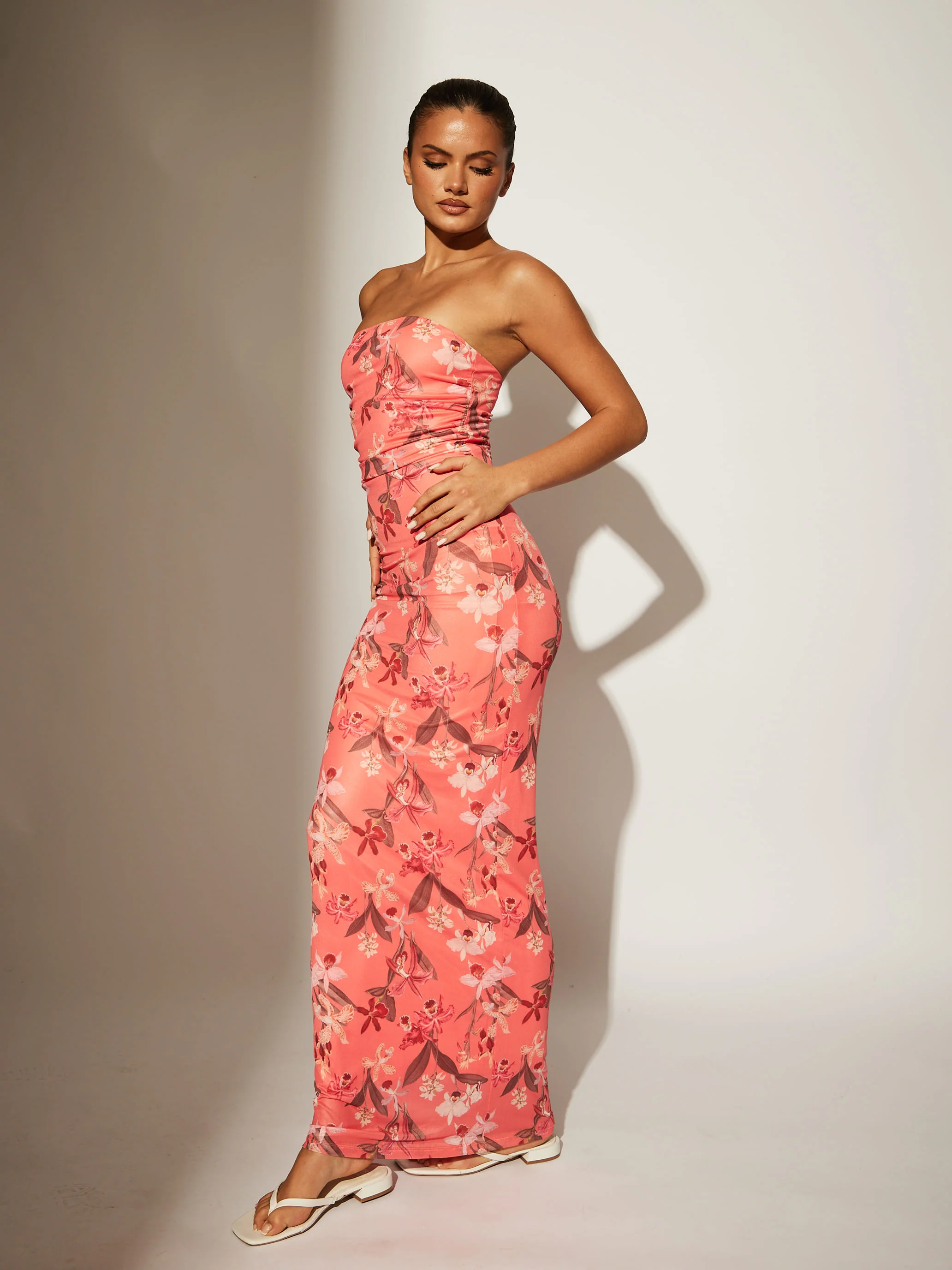 Sunkissed Soiree Floral Maxi Dress in Coral - Image 2