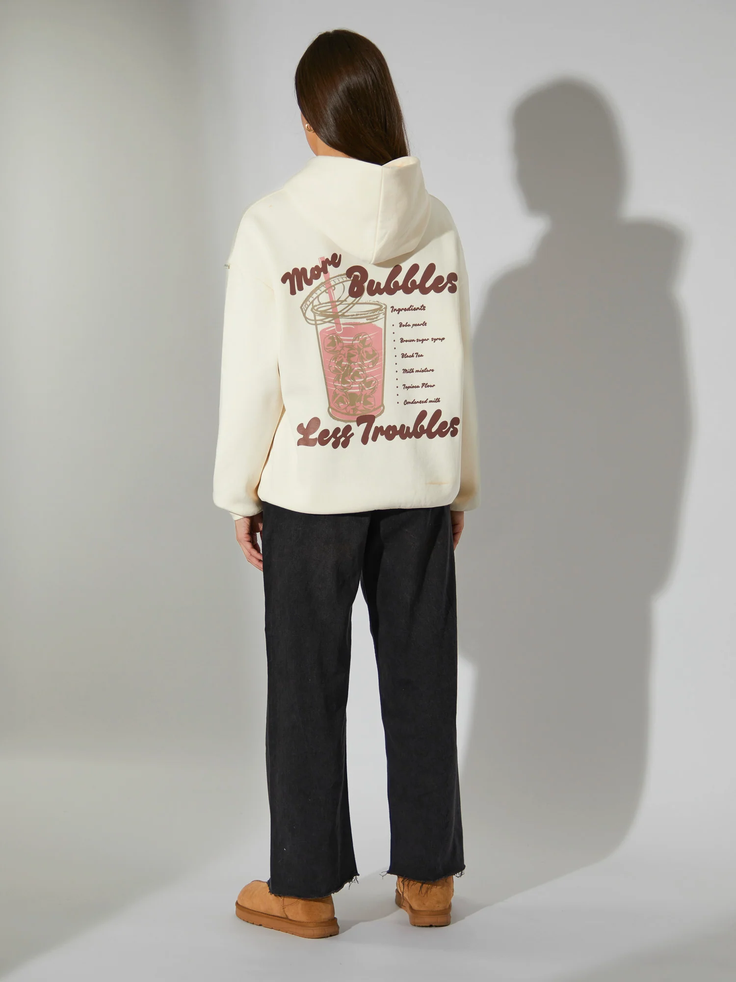 Core Bubble Tea Hoodie in Cream - Image 4