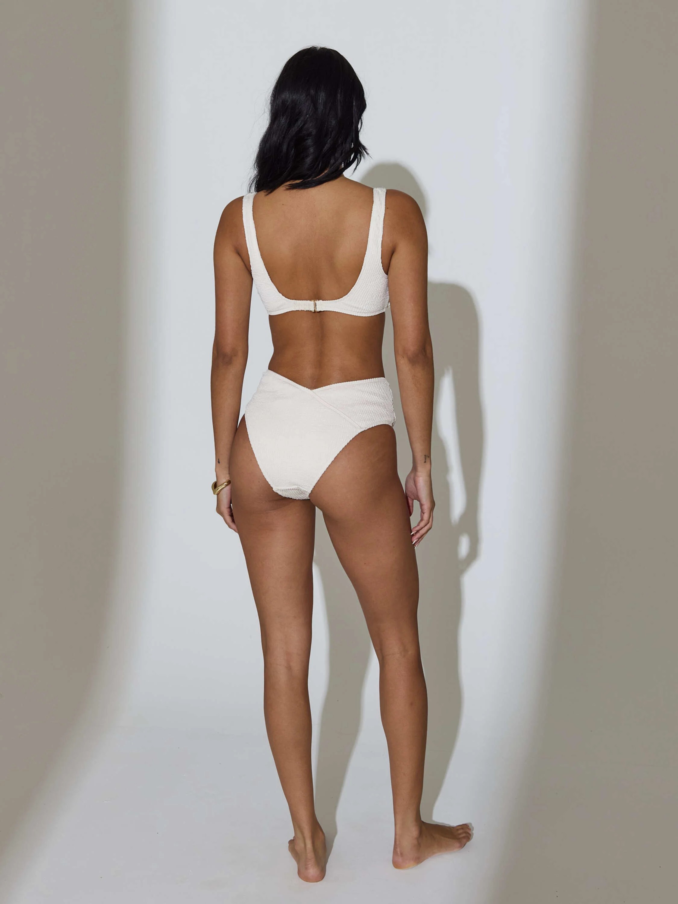 Jade Crinkle Bikini Top in Cream - Image 4