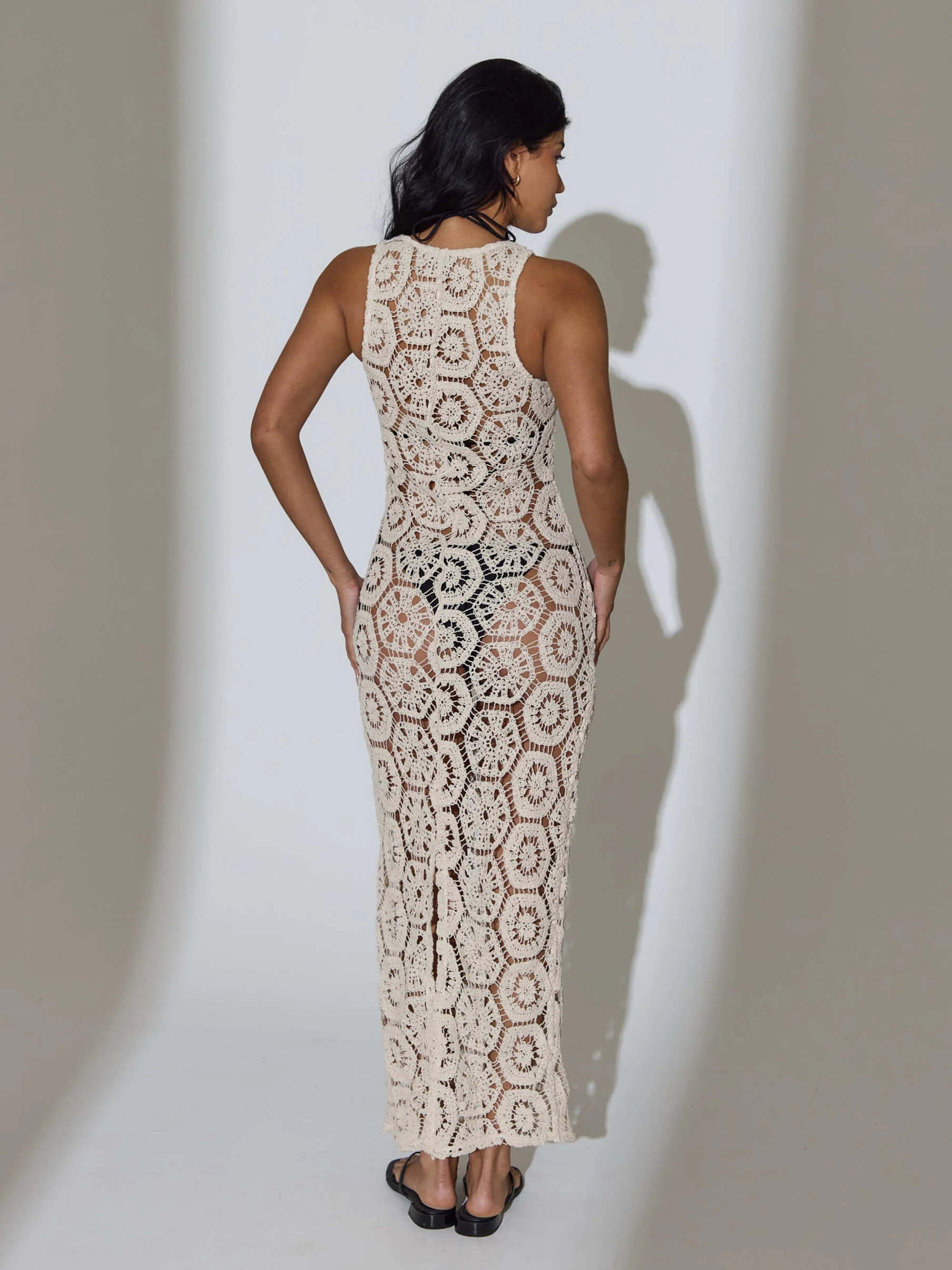 Wander Crochet Maxi Dress in Cream - Image 5