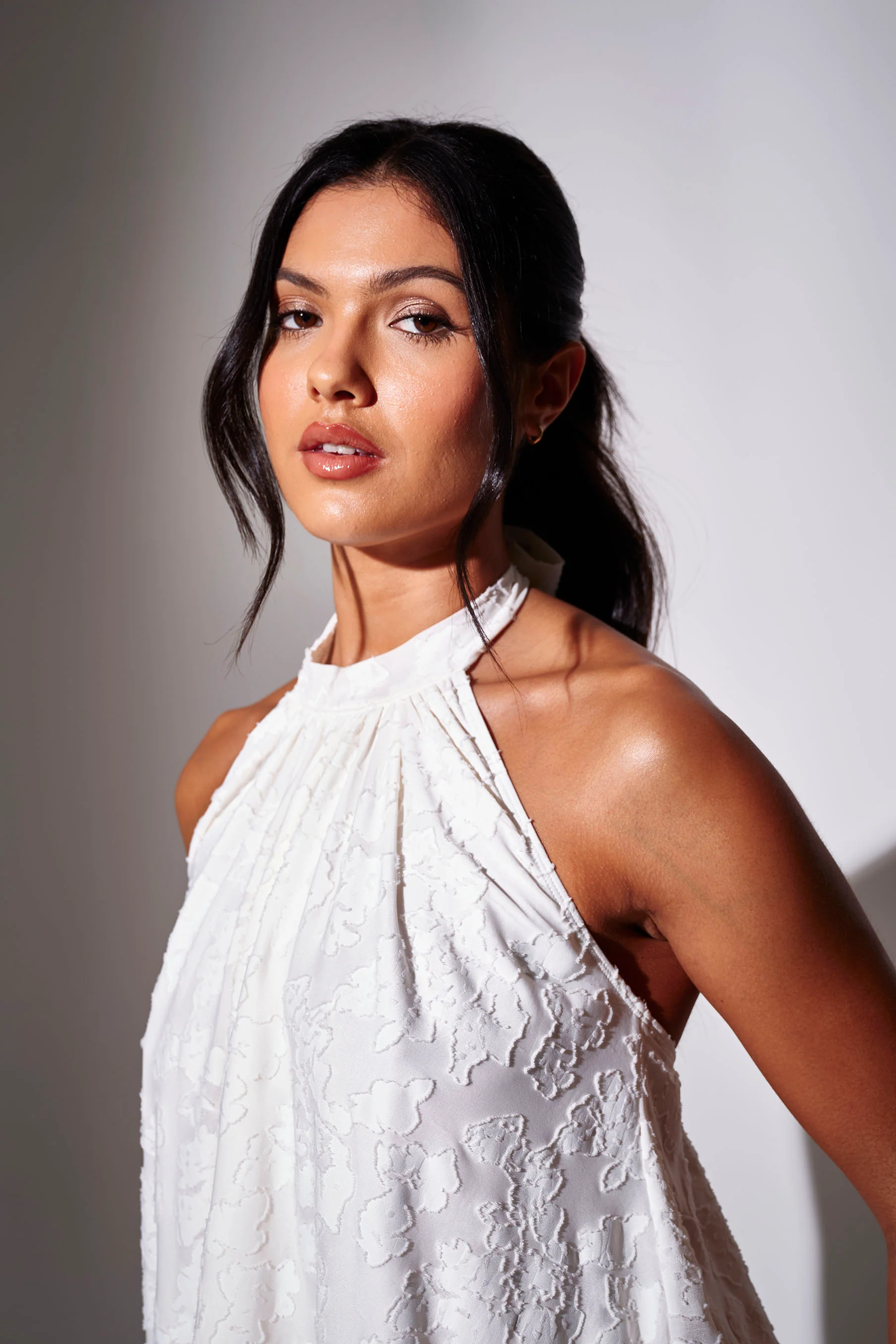 Lagos Flowy Halterneck Top in Cream - Image 5