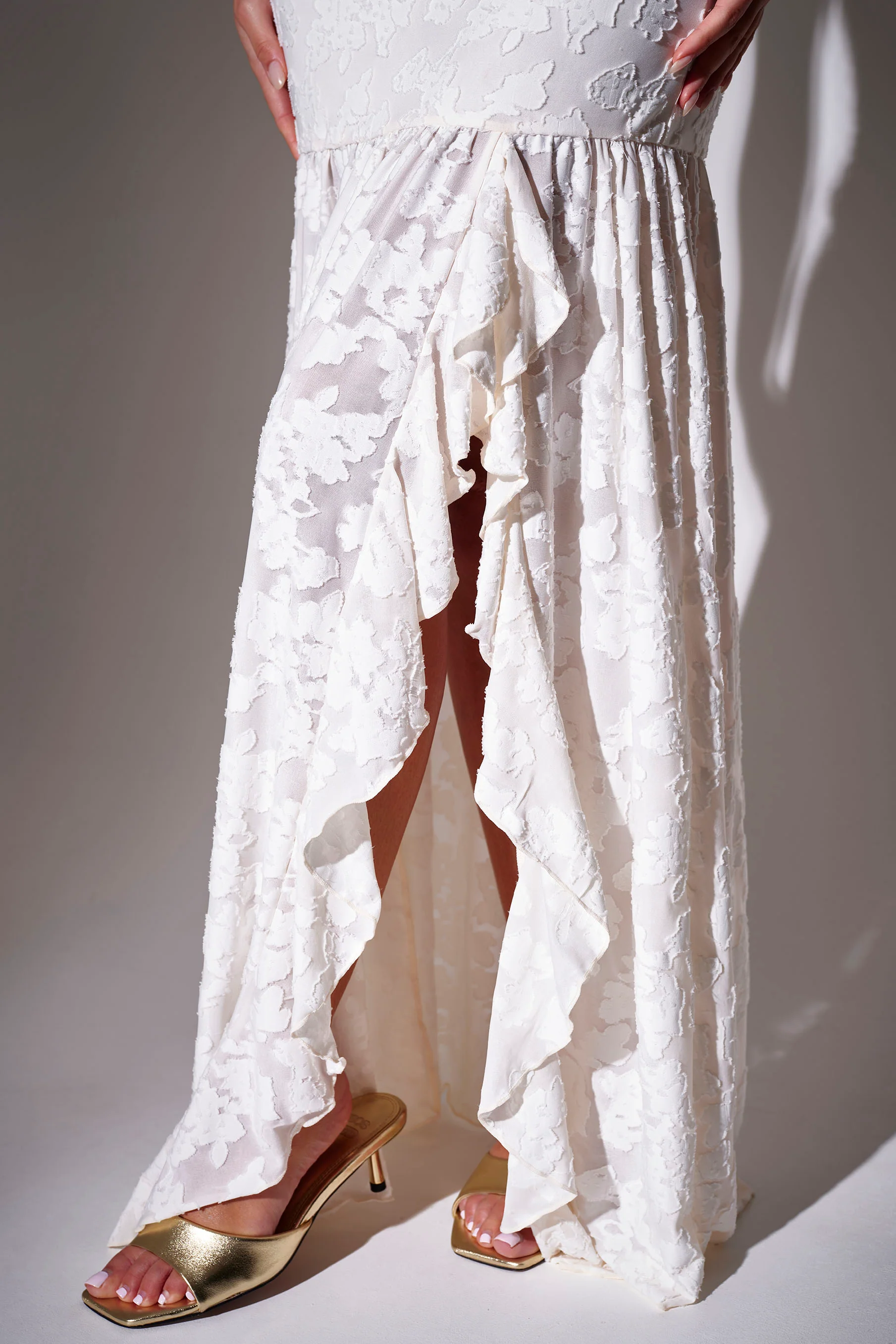 Pisa Ruffle Maxi Skirt in Cream - Image 6