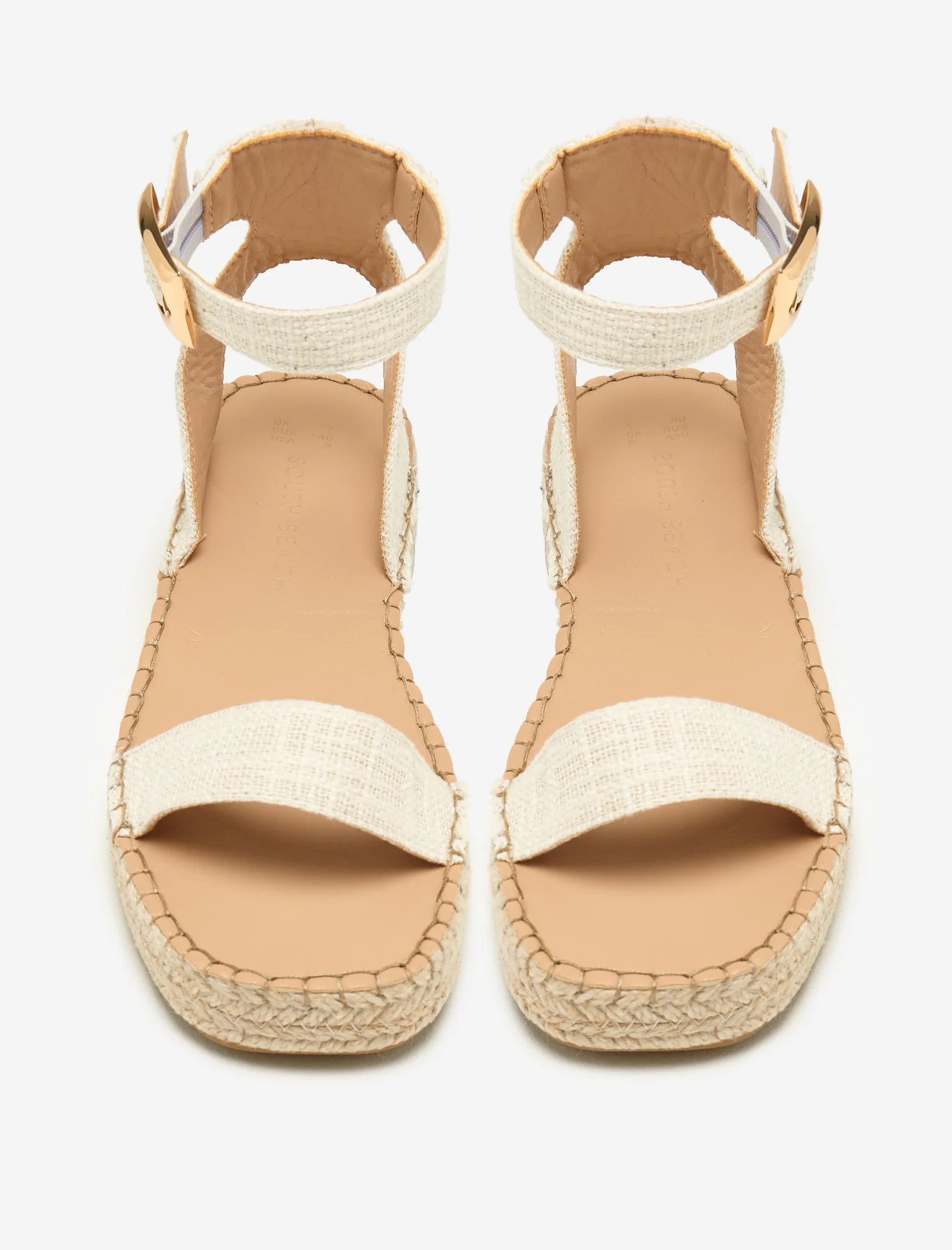 Cream Linen Two Part Espadrilles - Image 3