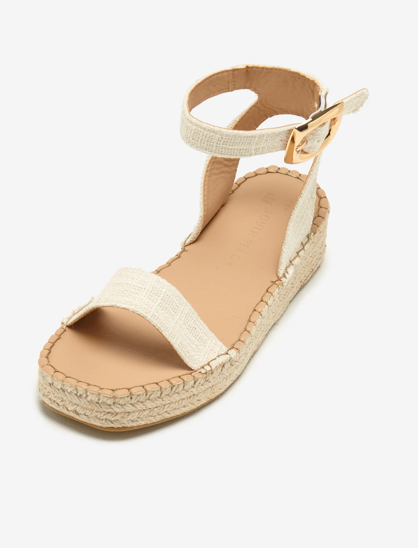 Cream Linen Two Part Espadrilles - Image 4