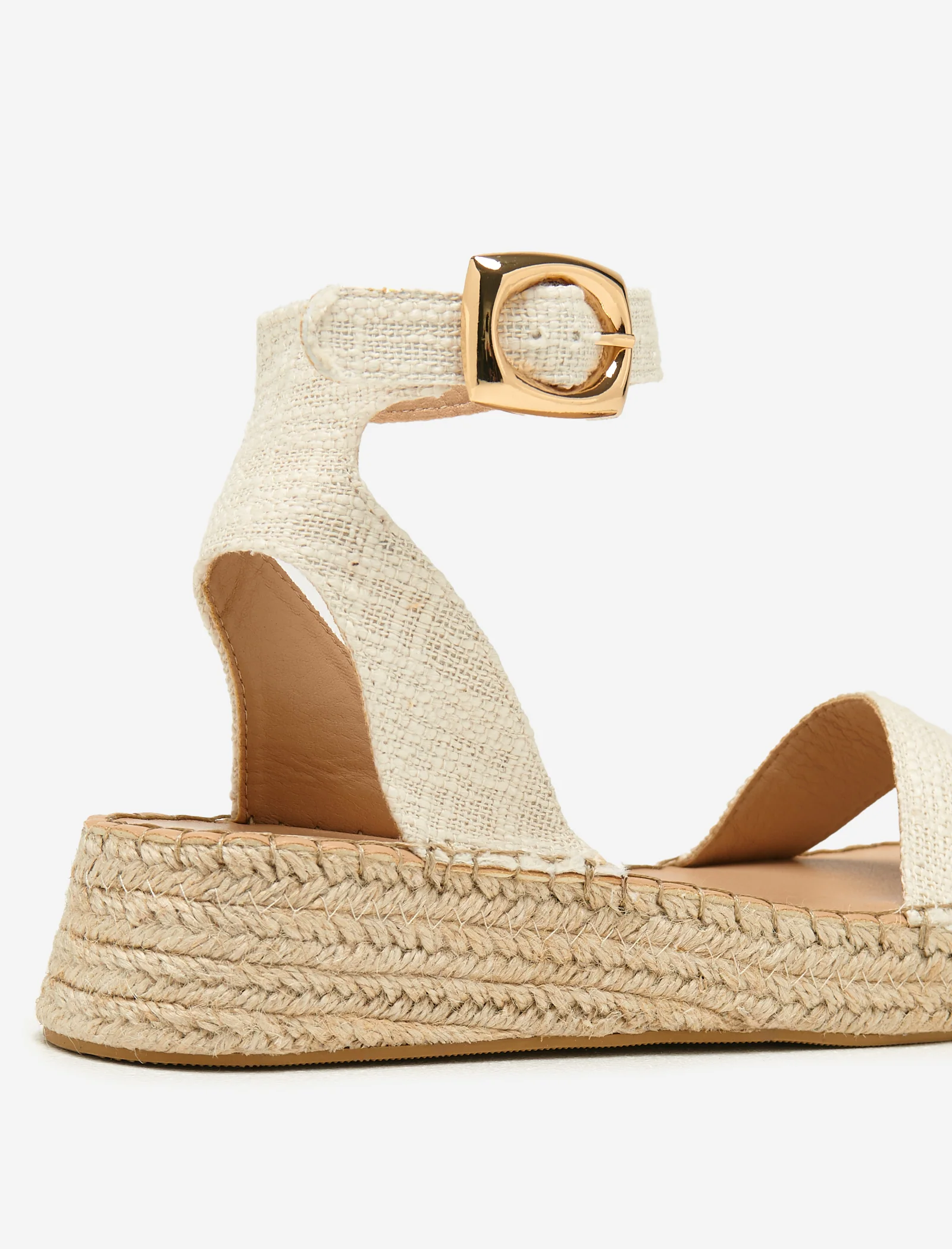 Cream Linen Two Part Espadrilles - Image 5
