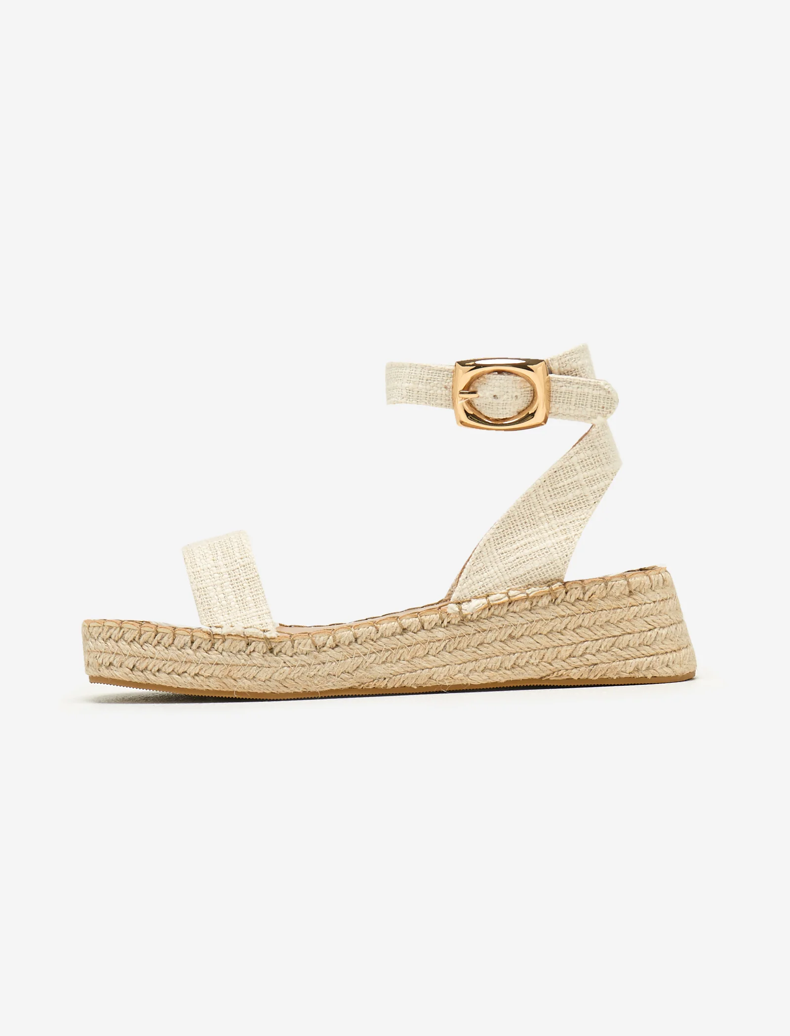 Cream Linen Two Part Espadrilles - Image 6