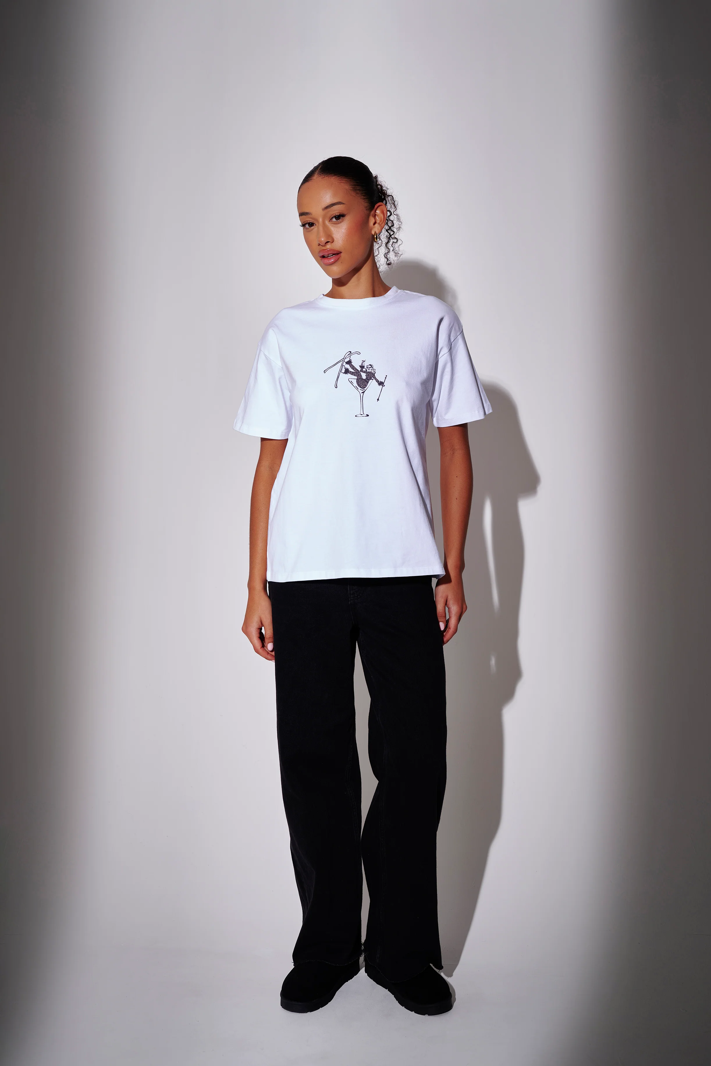 Ski Cocktail Glass Graphic Tee in White - Image 2