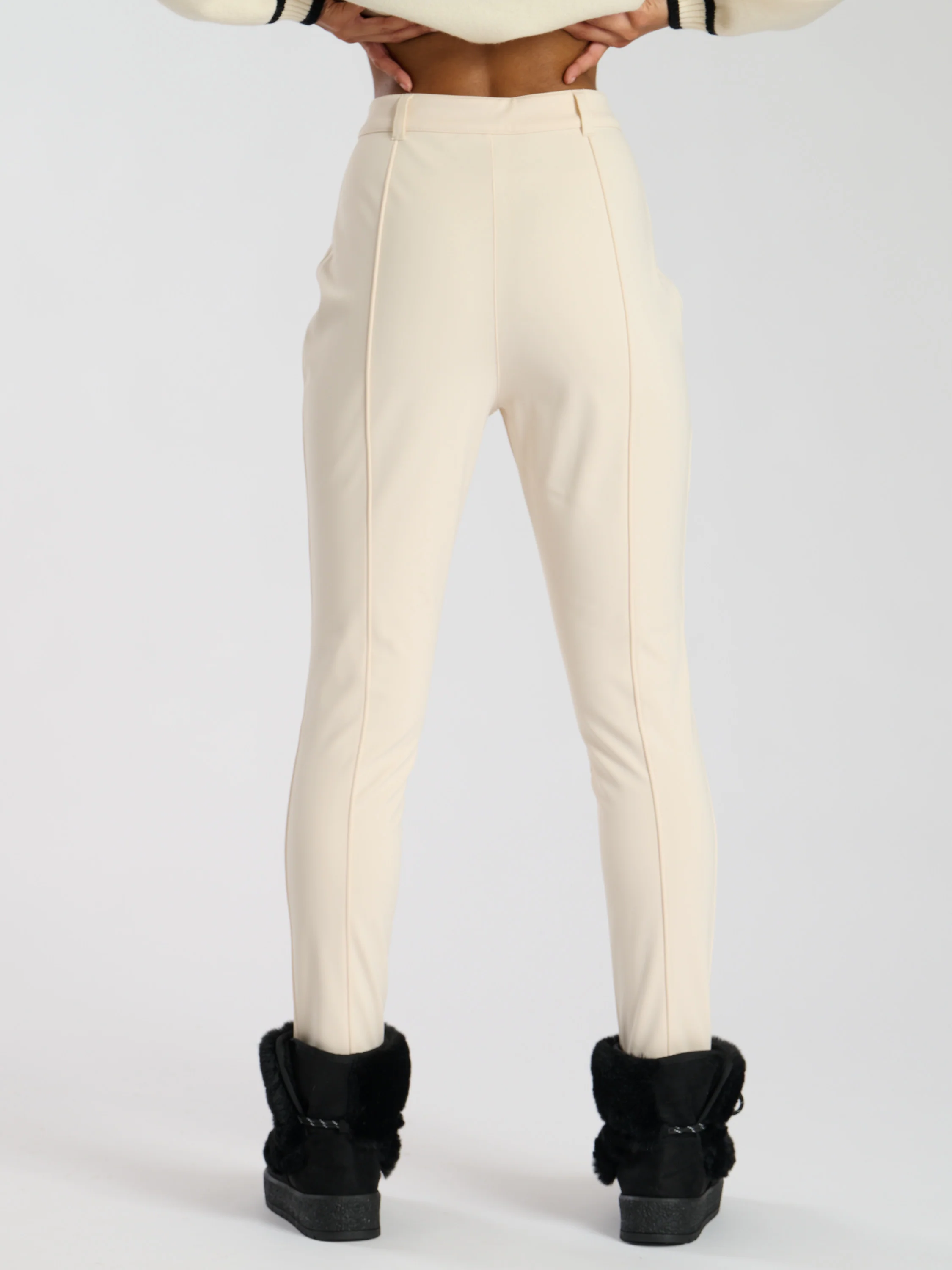 Off-Piste Ski Stirrup Trousers in Cream - Image 4