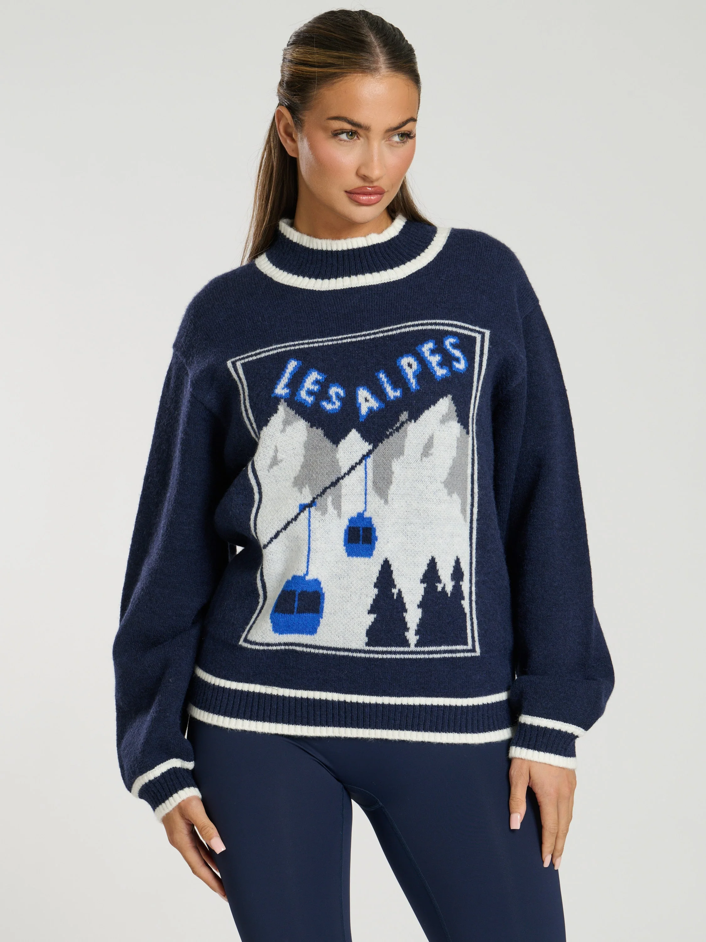 Lodge Les Alpes Jumper in Navy - Image 3
