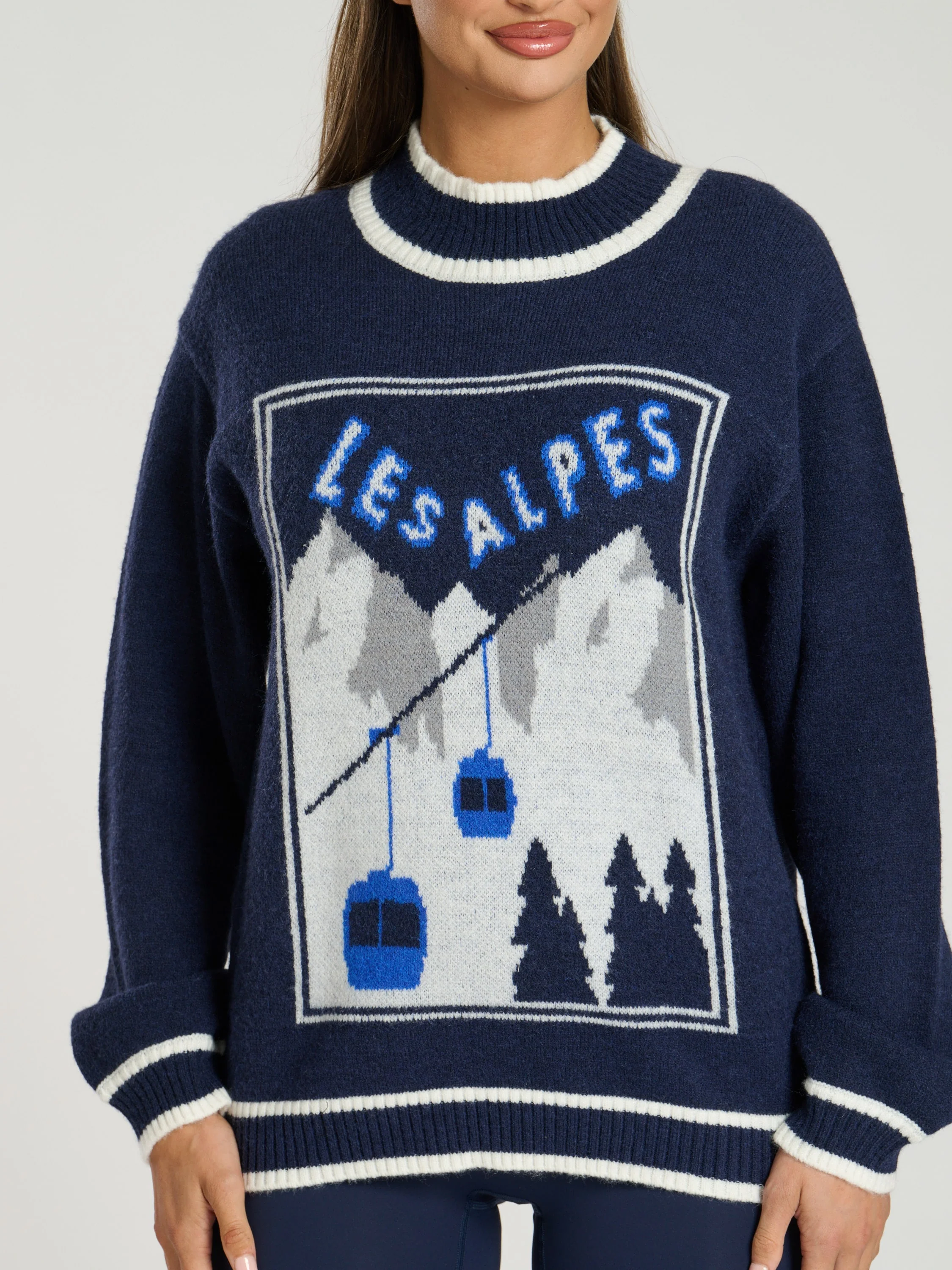 Lodge Les Alpes Jumper in Navy - Image 4