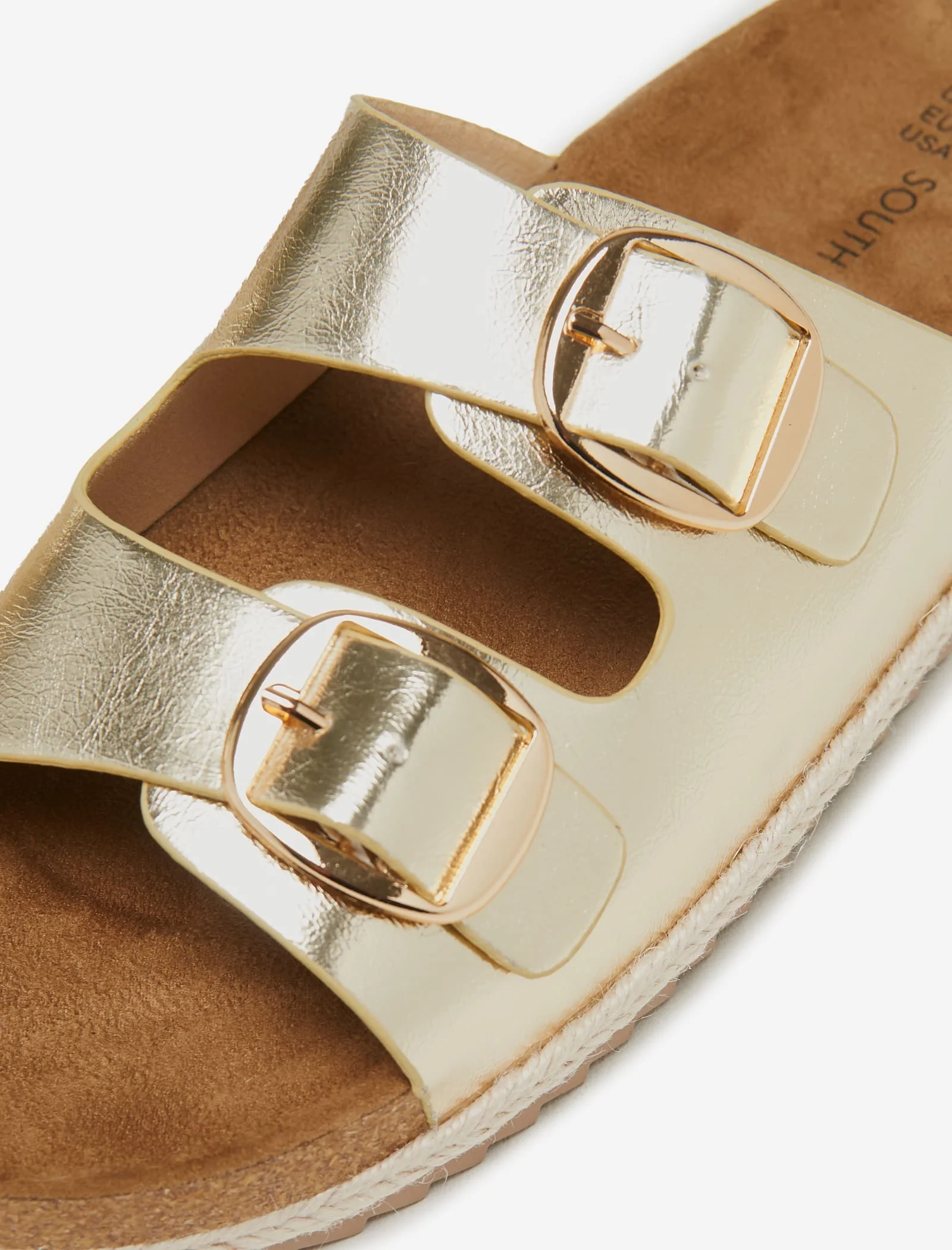 Gold Double Buckle Espadrille Sandals - Image 3