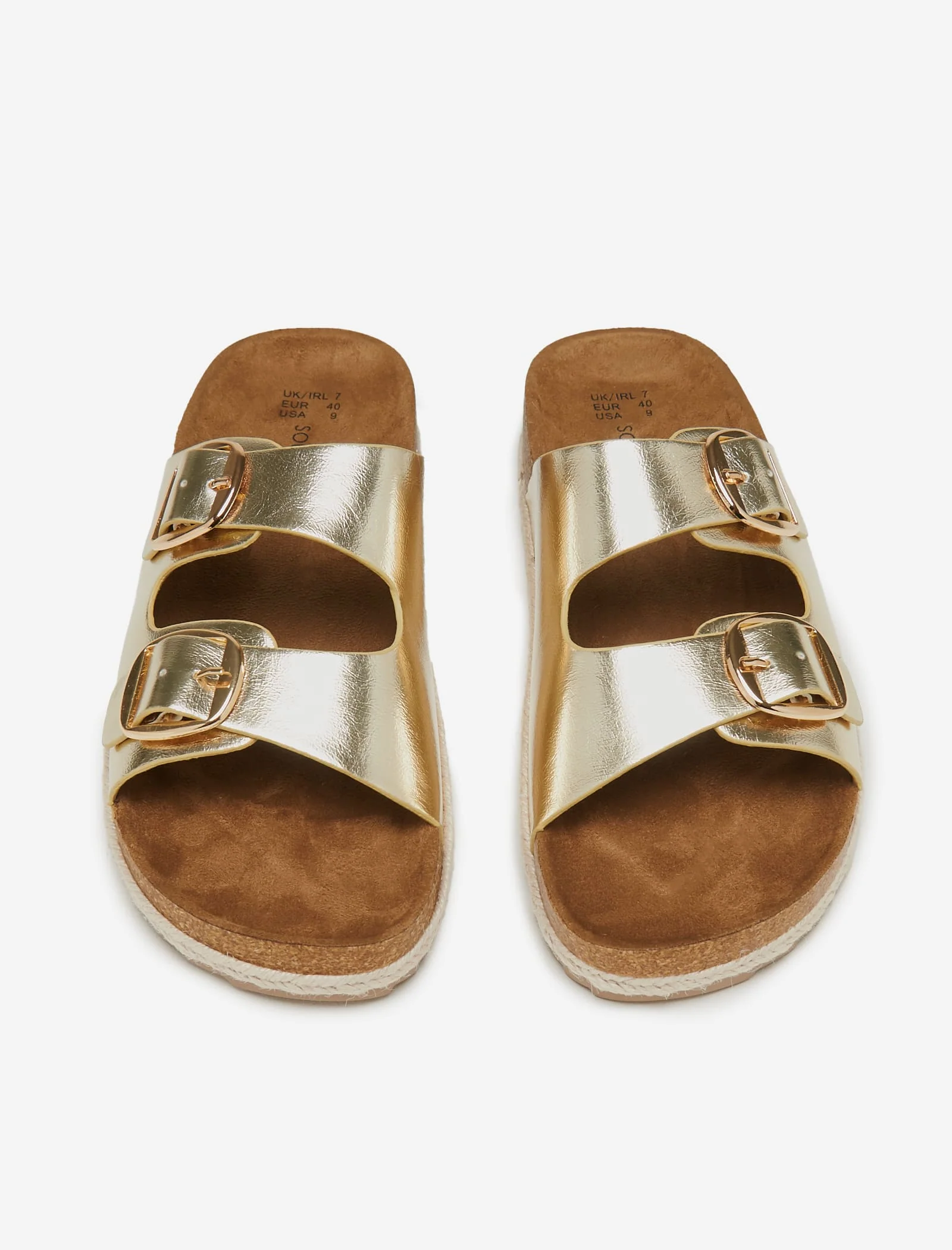 Gold Double Buckle Espadrille Sandals - Image 6