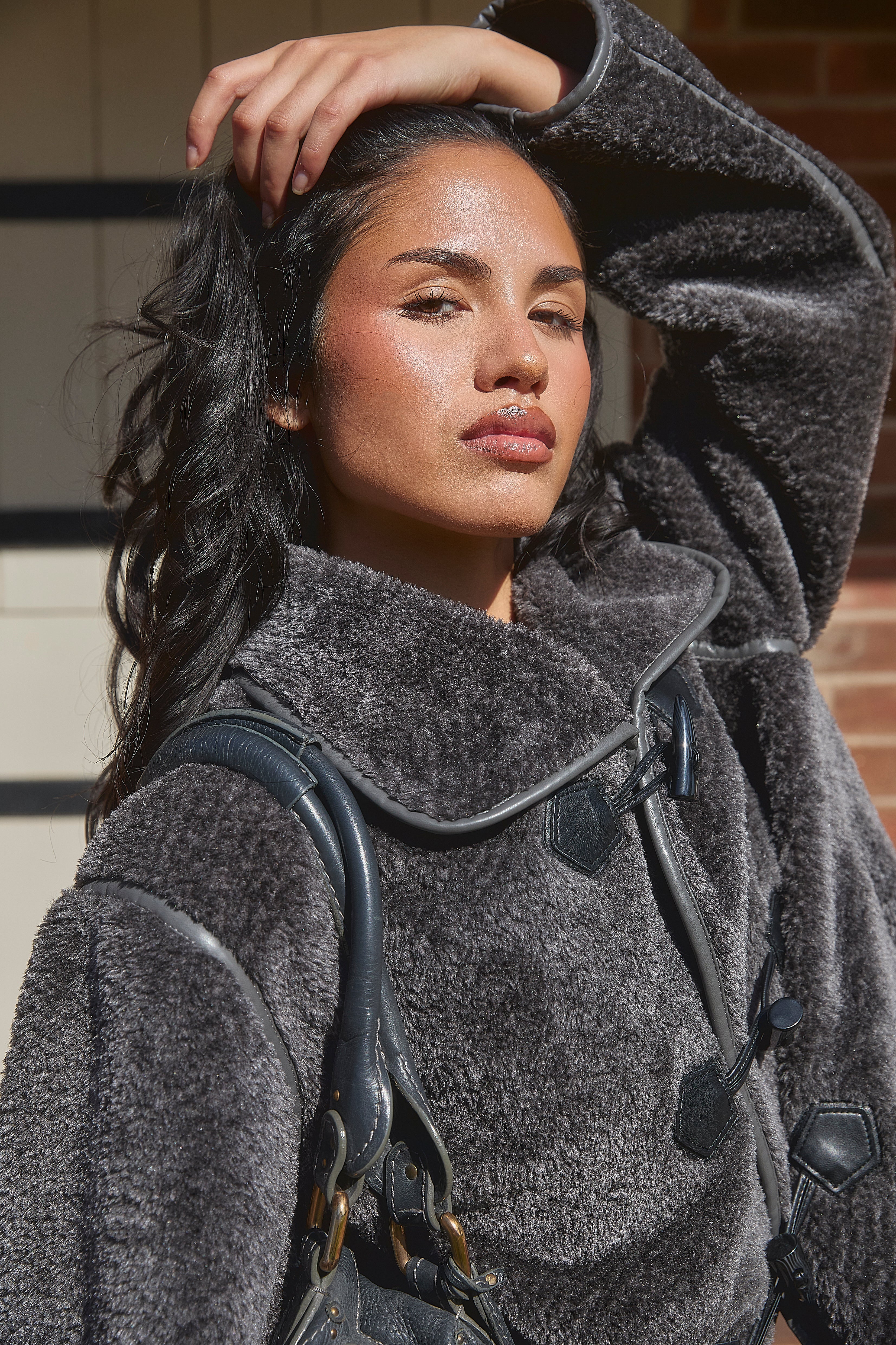 Shearling Jacket in Charcoal - Image 2