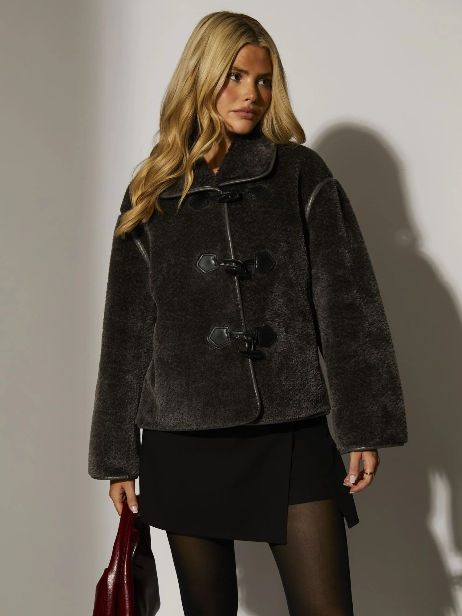 Shearling Jacket in Charcoal - Image 3