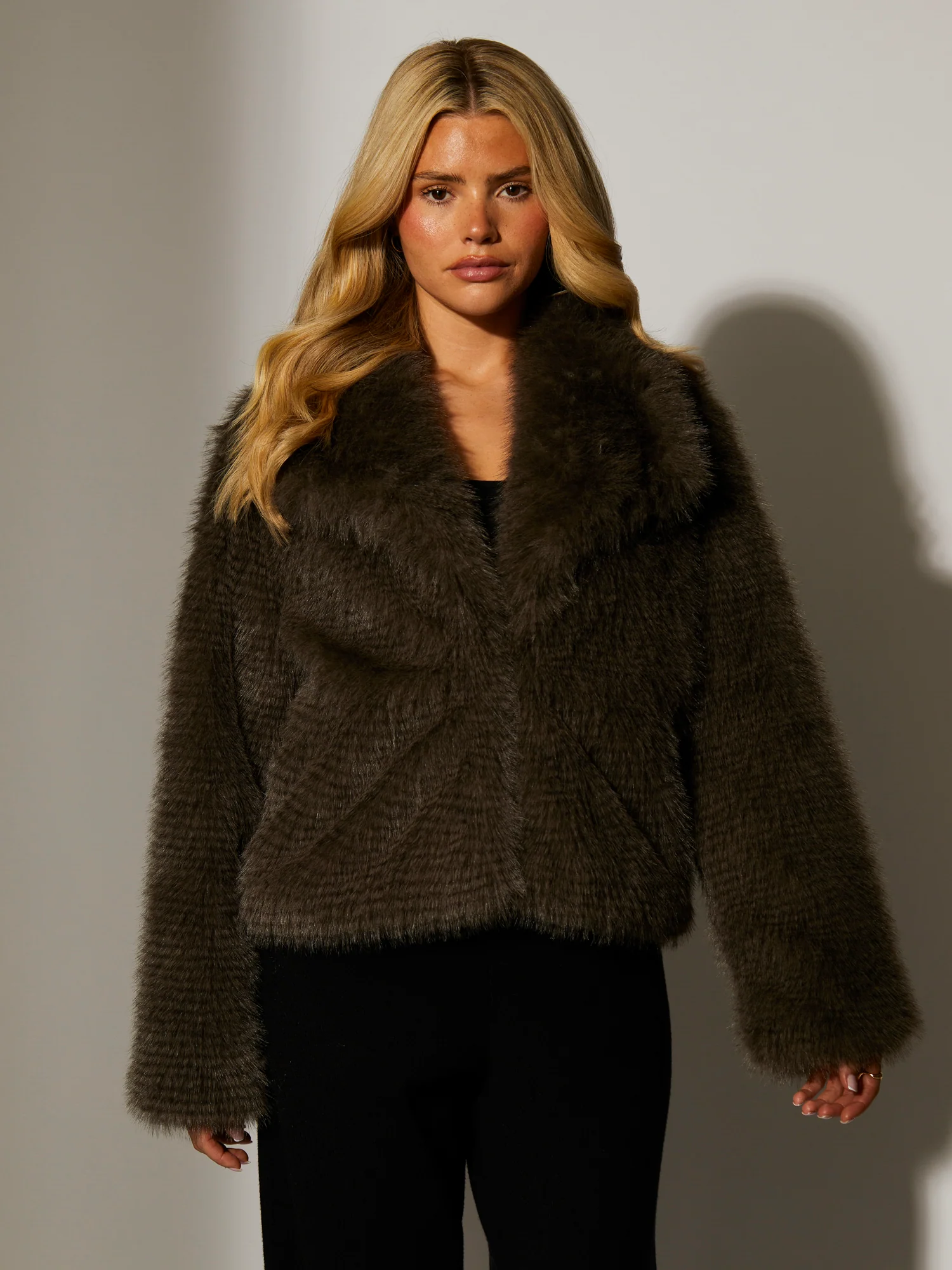 Marlow Faux Fur Jacket in Charcoal - Image 3